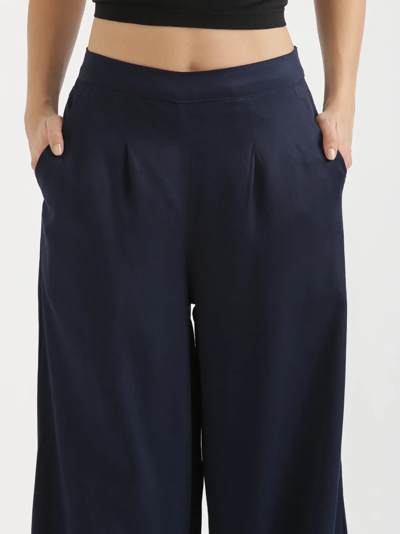 Women Navy Blue Viscose Palazzo Pant - Image 5