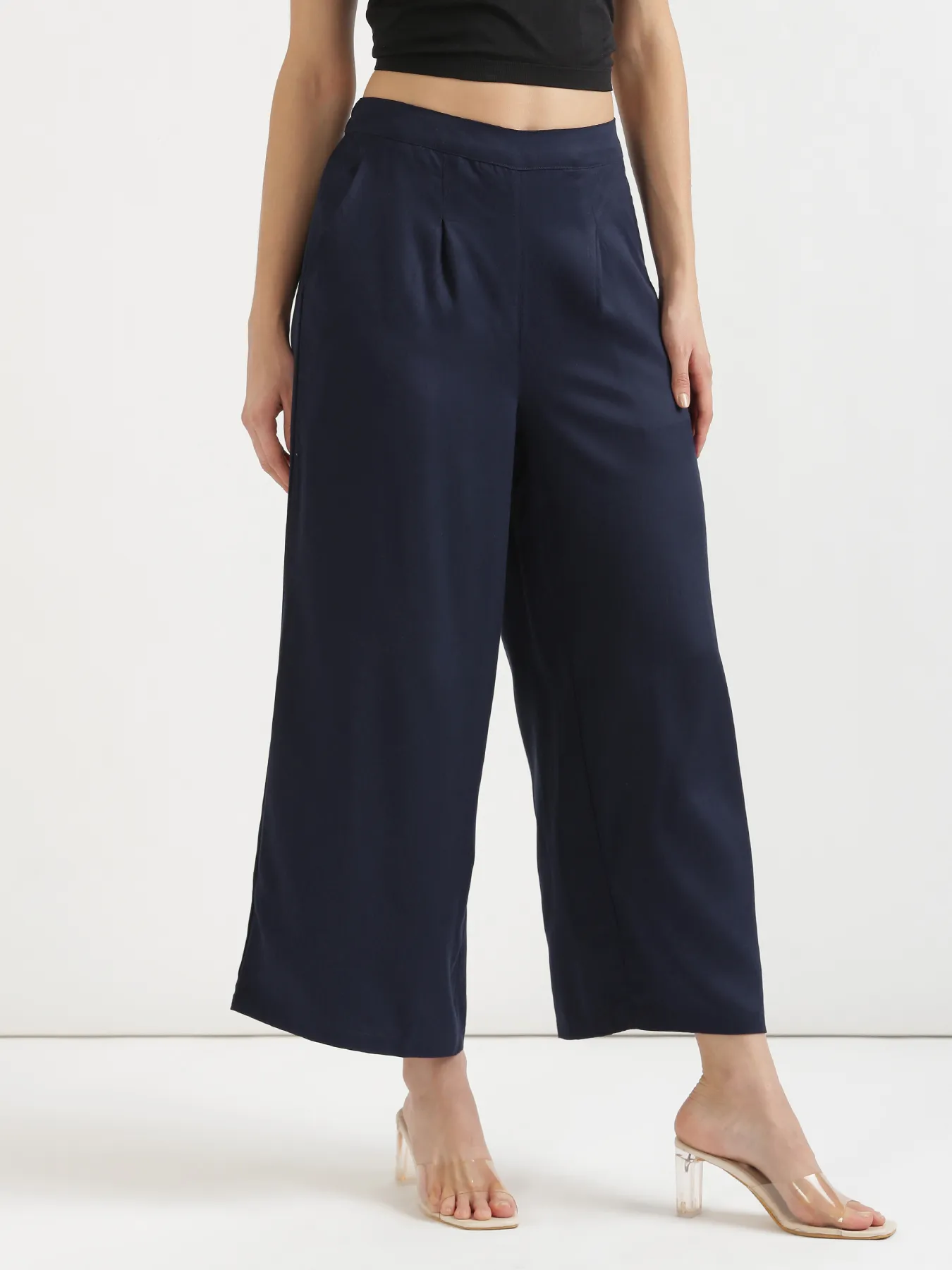Women Navy Blue Viscose Palazzo Pant - Image 8