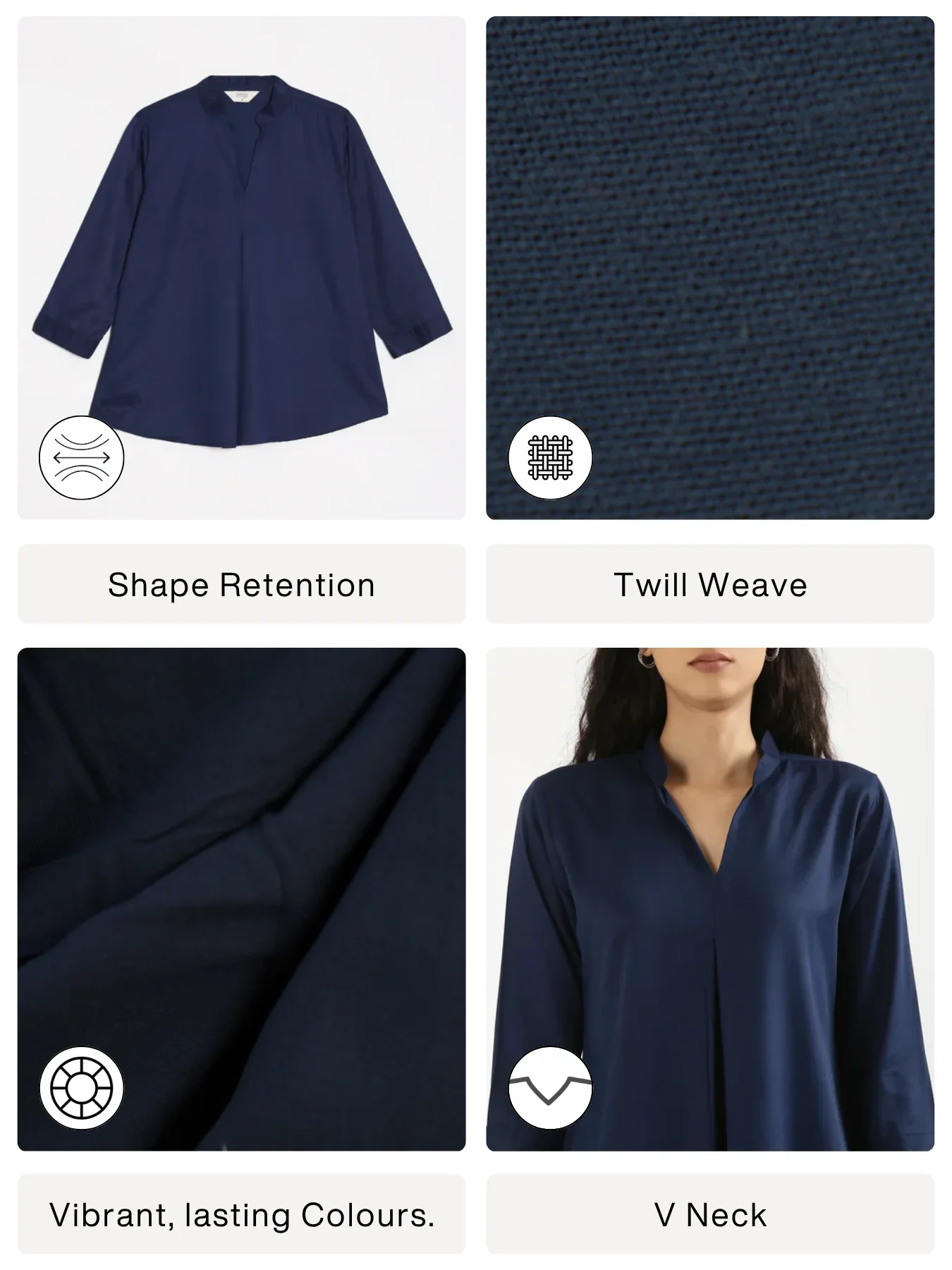 Women Navy Blue Viscose Pleated Top - Image 2