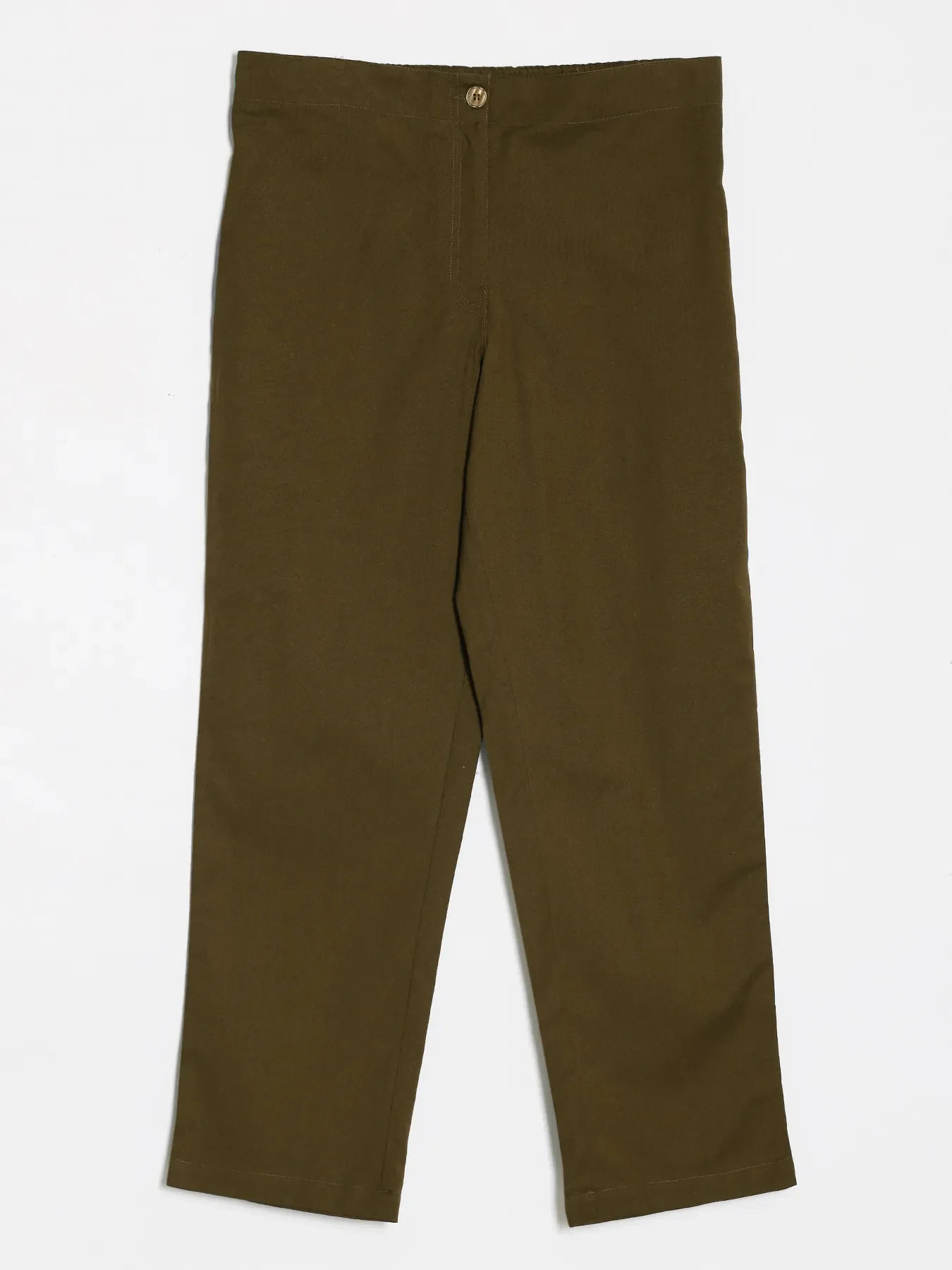 Women Olive Green Airy Linen Straight Pants - Image 14