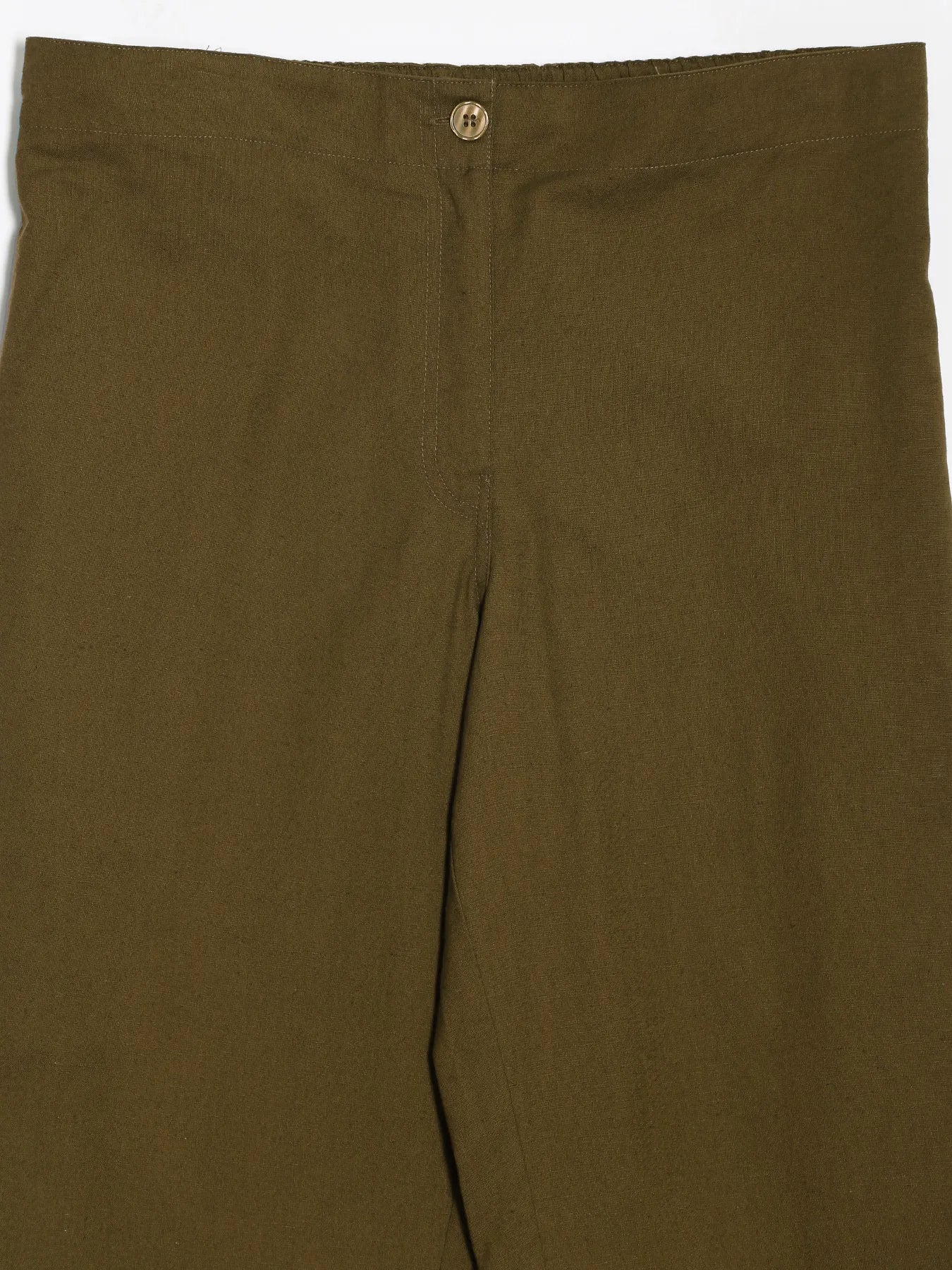 Women Olive Green Airy Linen Straight Pants - Image 15