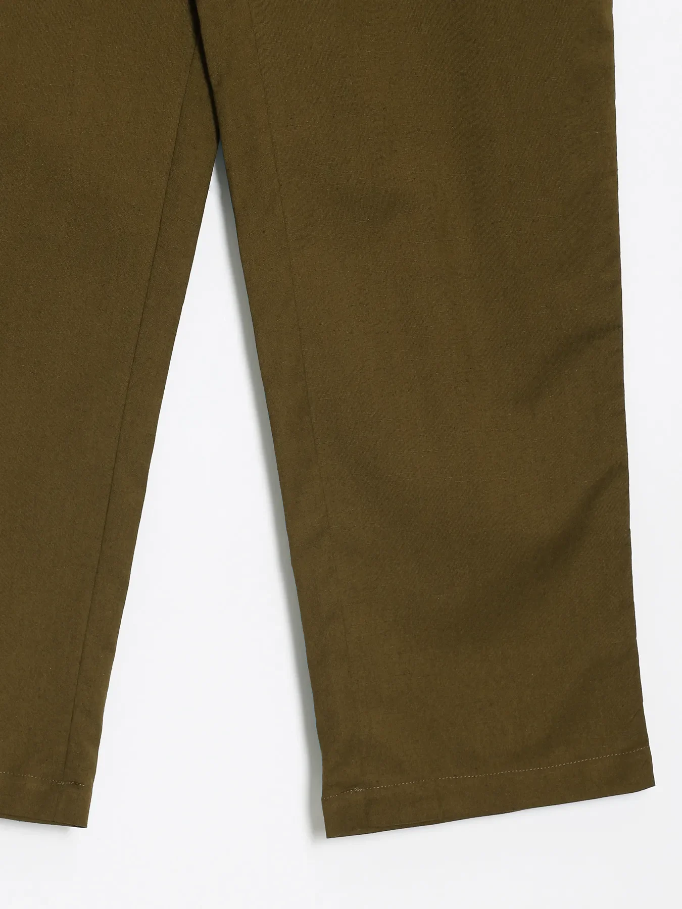Women Olive Green Airy Linen Straight Pants - Image 16