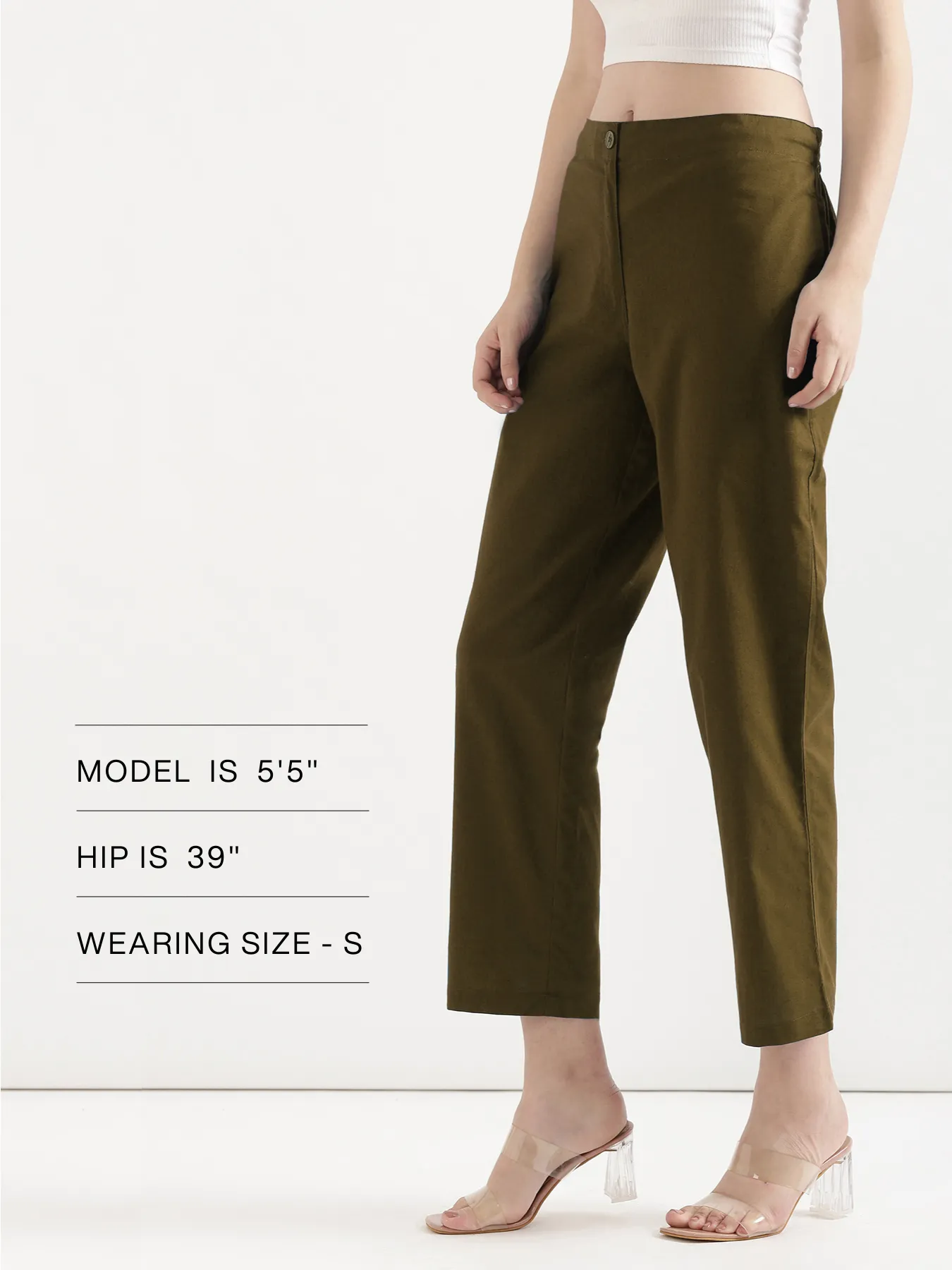 Women Olive Green Airy Linen Straight Pants - Image 17