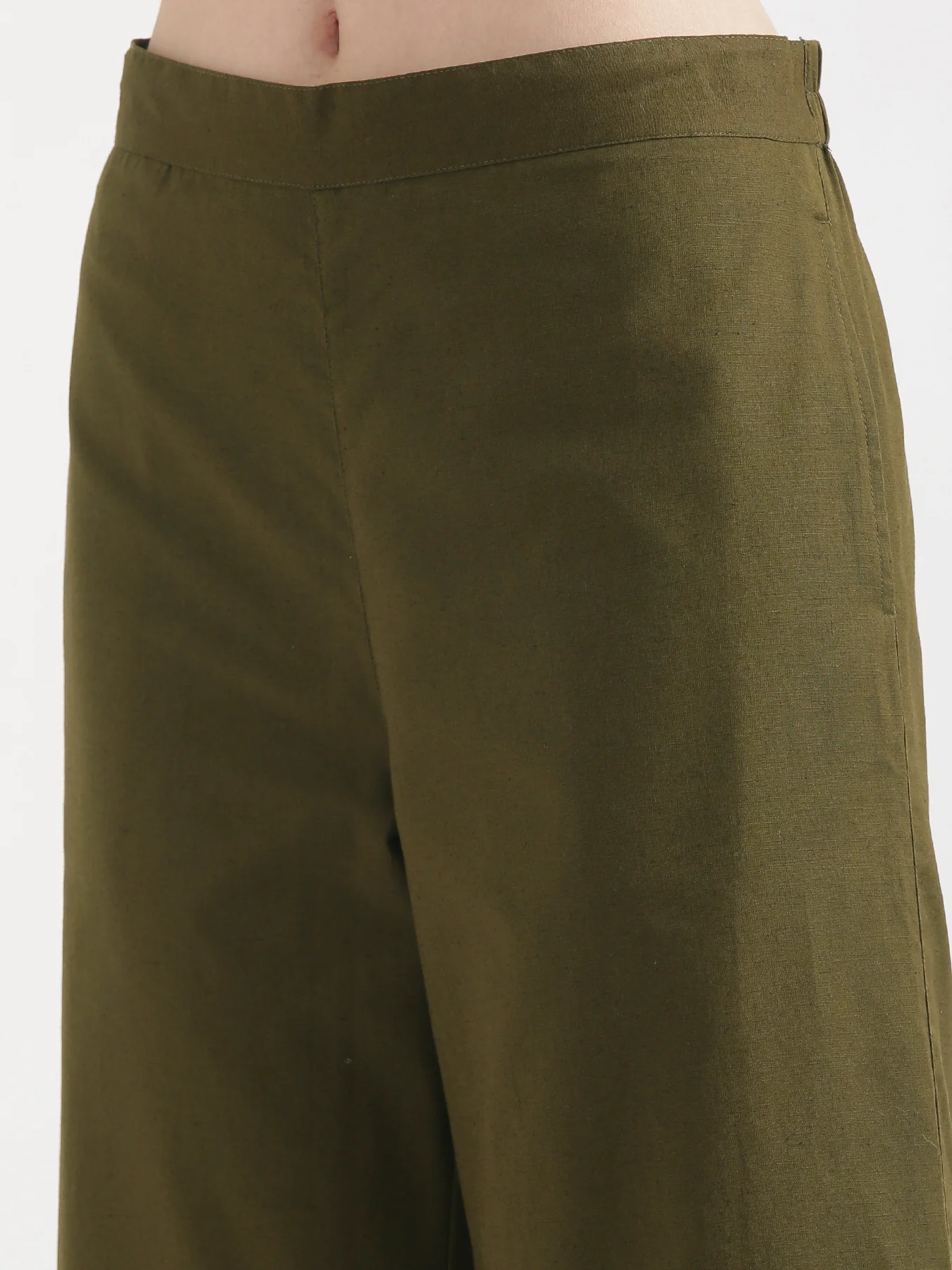 Women Olive Green Airy Linen Wide Leg Pant - Image 10
