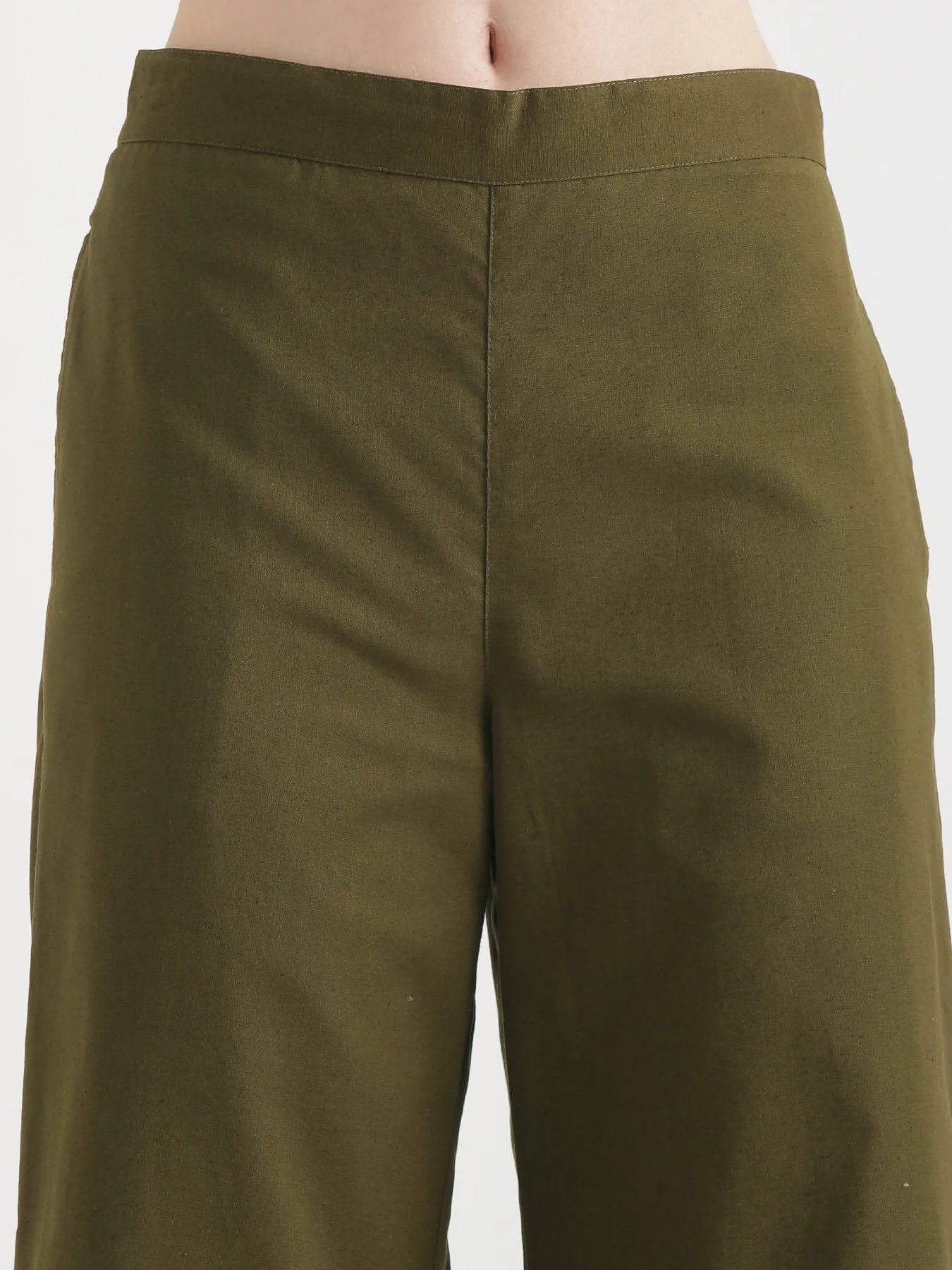 Women Olive Green Airy Linen Wide Leg Pant - Image 14