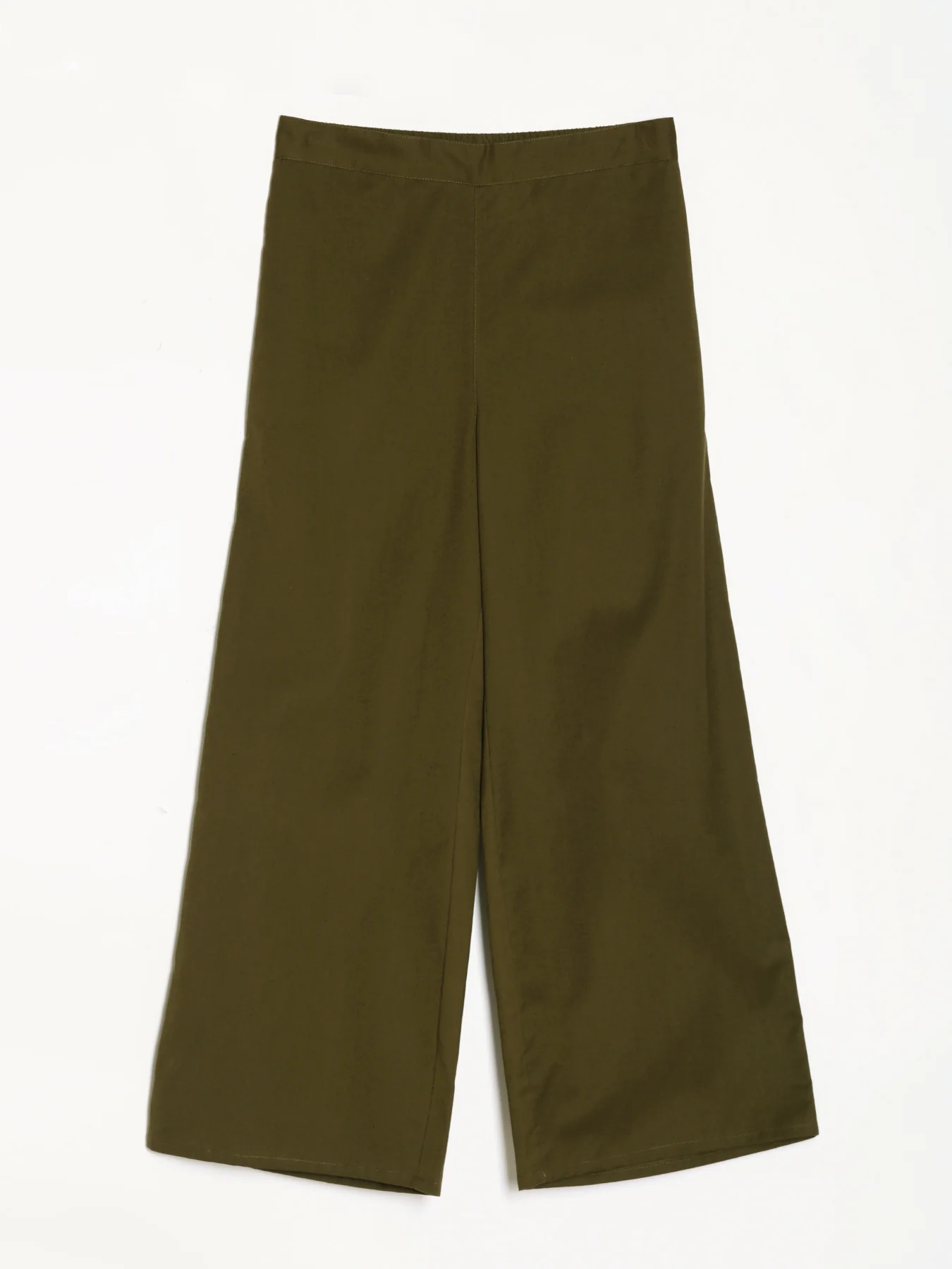Women Olive Green Airy Linen Wide Leg Pant - Image 8