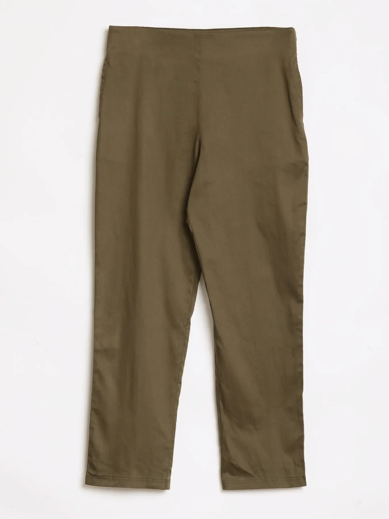 Women Olive Green Straight Fit Formal Pants - Image 13