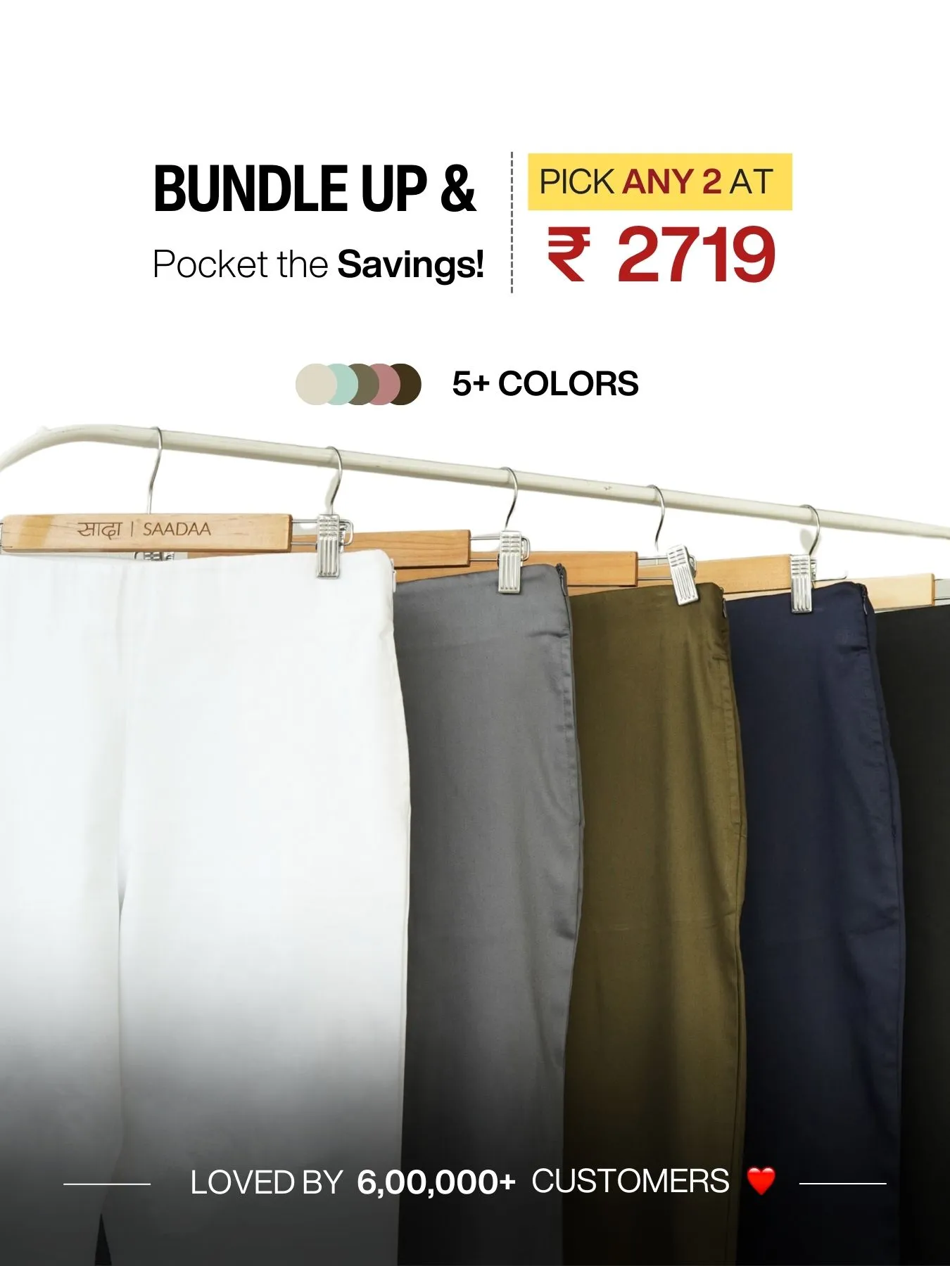 Pick Any 2 Women Straight Fit Formal Pants