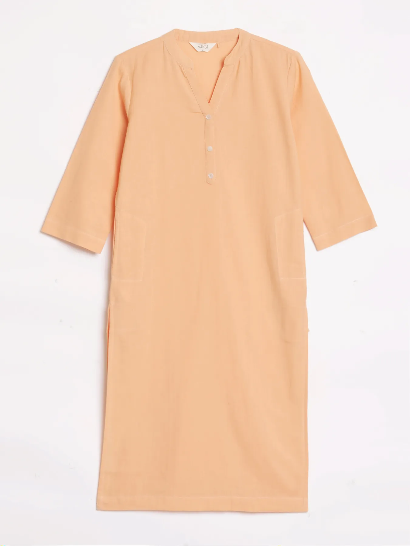 Women Peach Airy Linen Long Kurta - Image 11