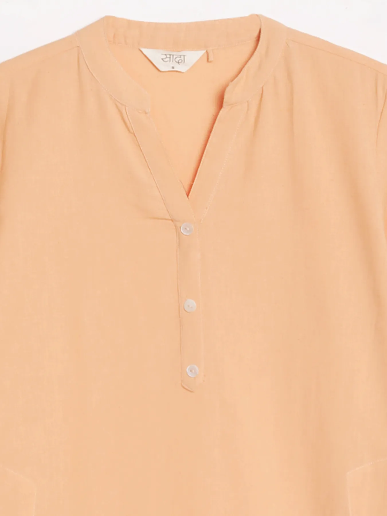 Women Peach Airy Linen Long Kurta - Image 12