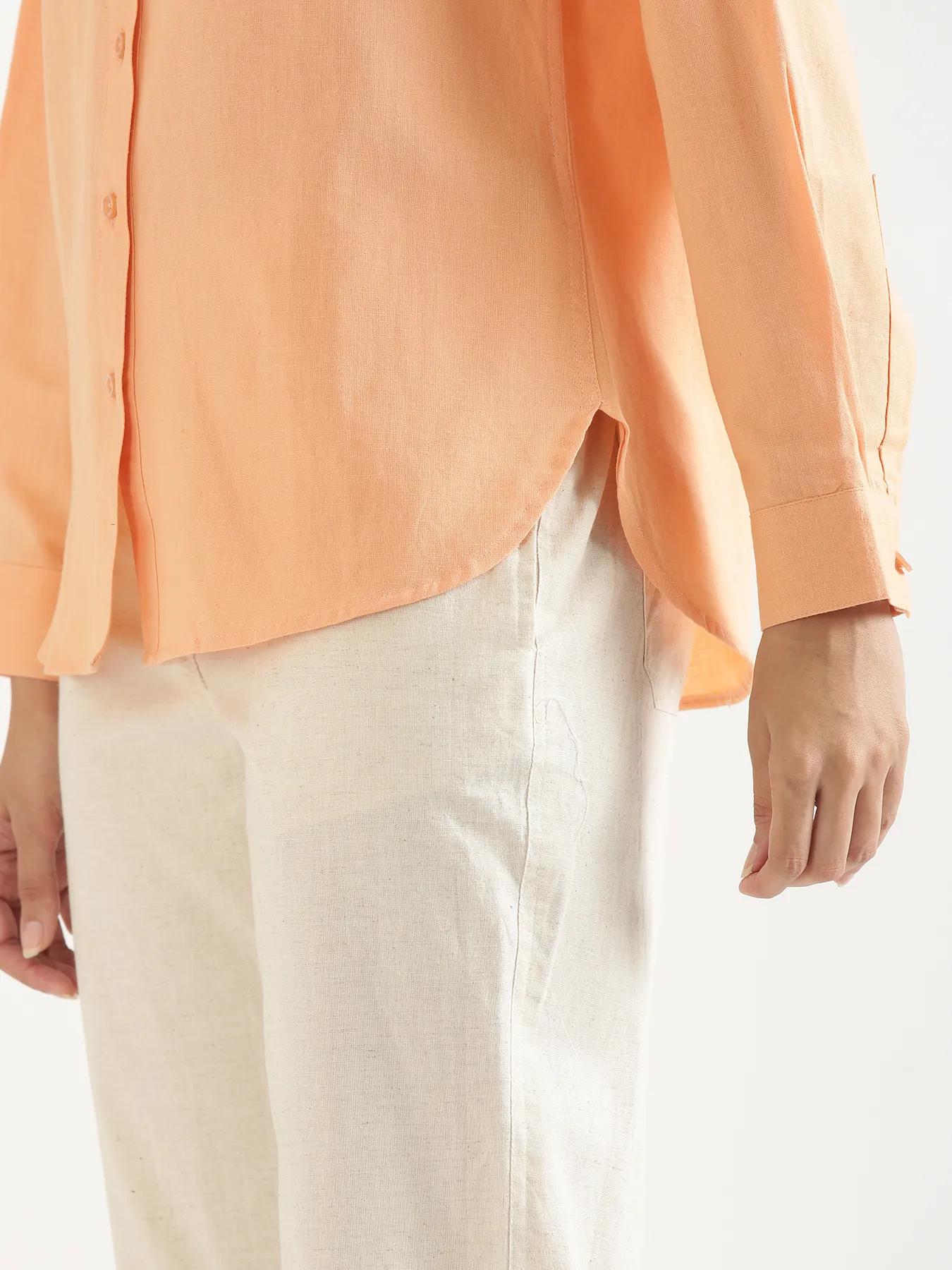 Women Peach Airy-Linen Shirt - Image 13