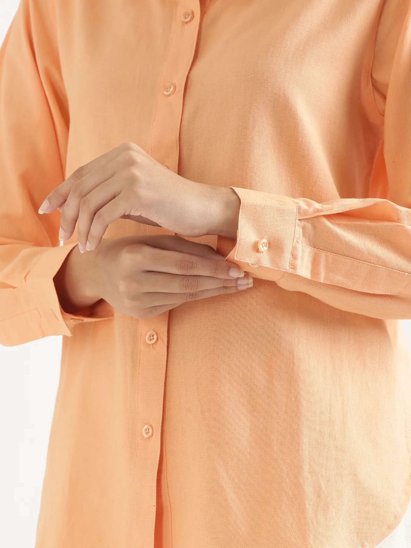 Women Peach Airy-Linen Shirt - Image 14