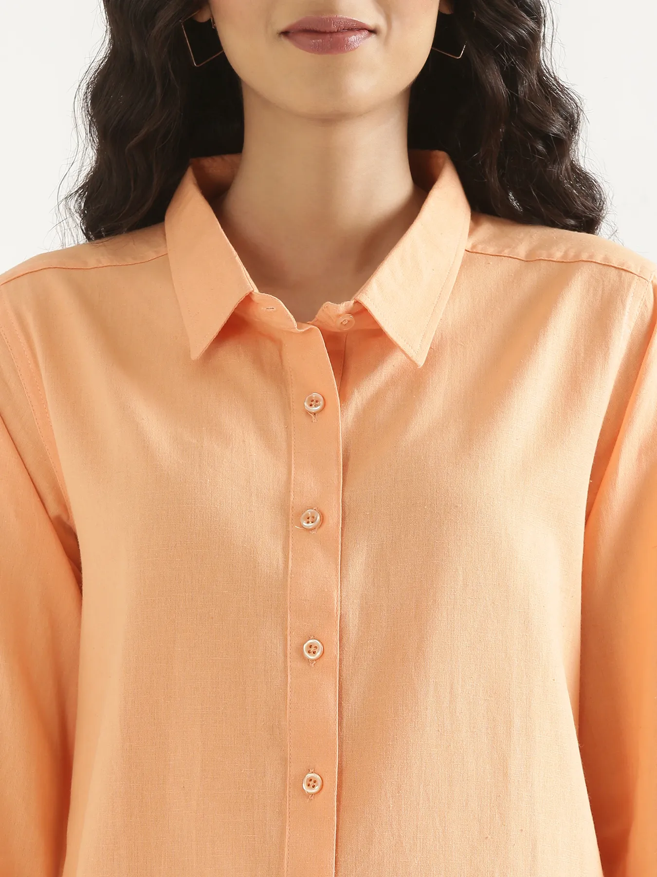 Women Peach Airy-Linen Shirt - Image 6