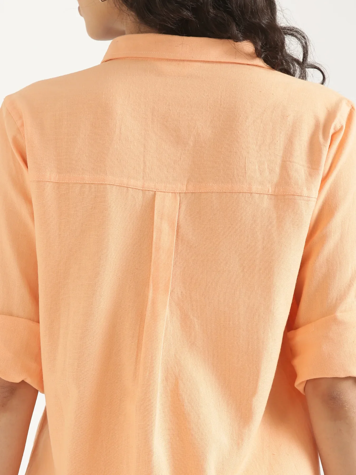 Women Peach Airy-Linen Shirt - Image 8