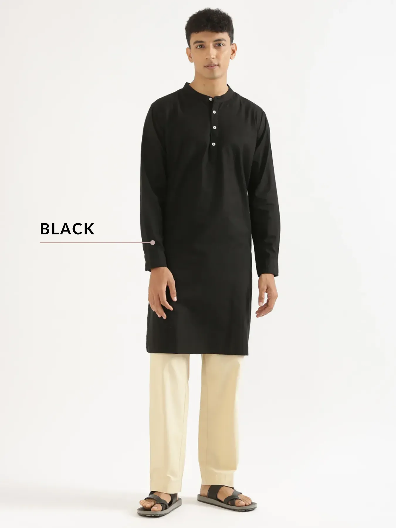 Pick Any 2 Men Airy Linen Long Kurta - Image 2