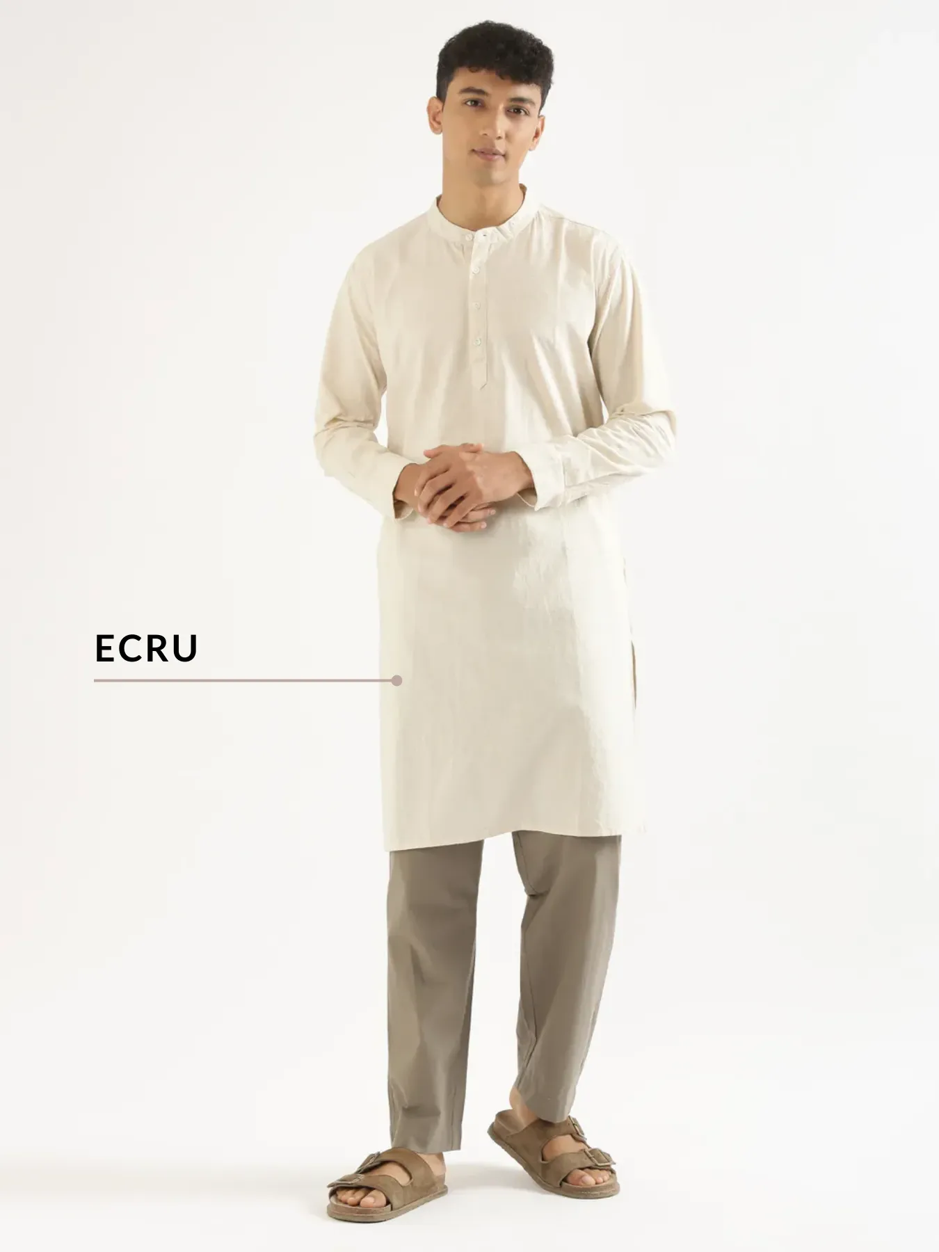 Pick Any 2 Men Airy Linen Long Kurta - Image 3