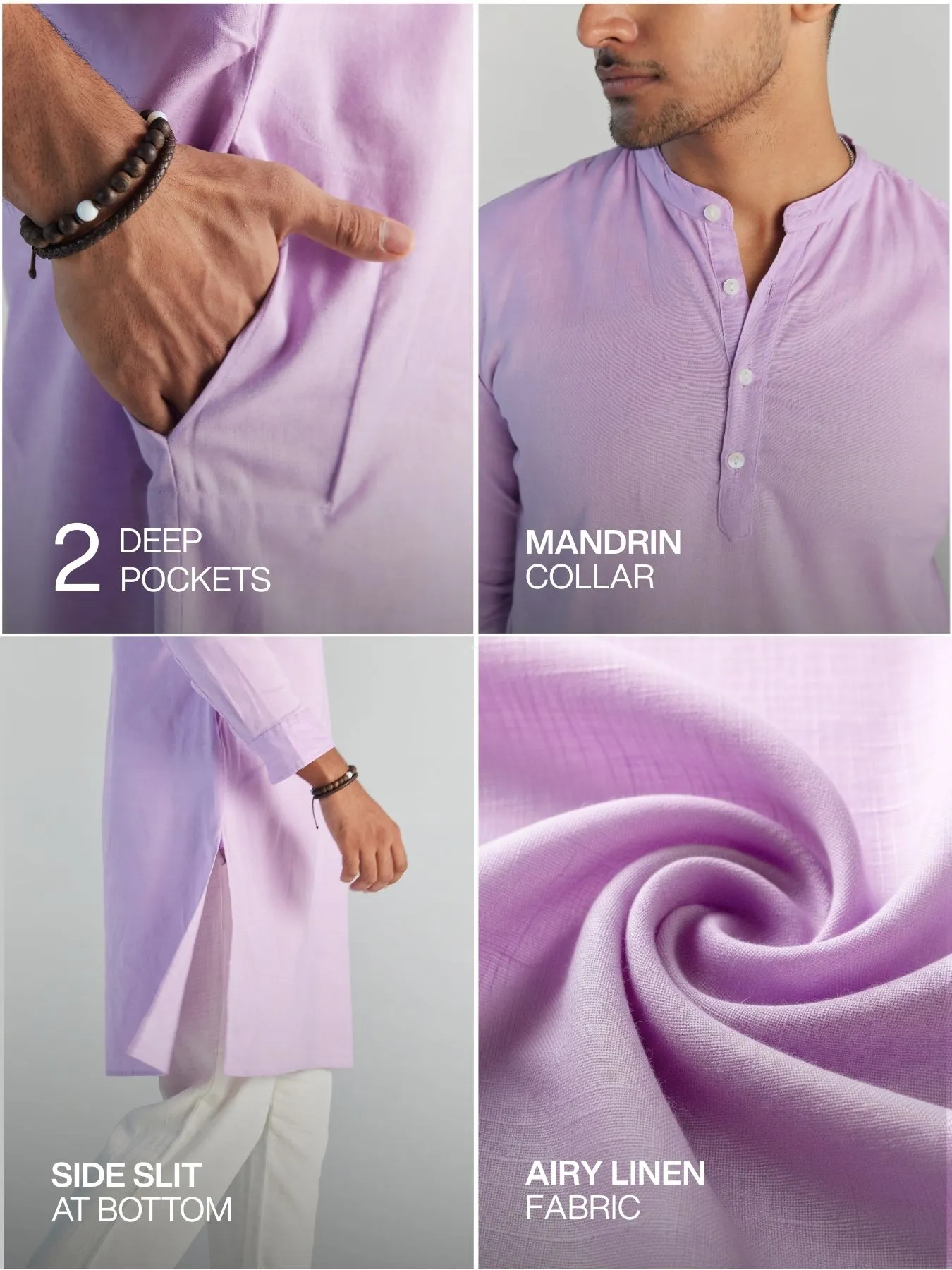 Pick Any 2 Men Airy Linen Long Kurta - Image 5