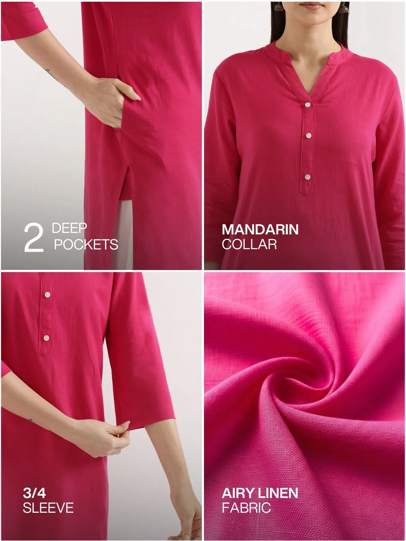 Pick Any 4 Women Airy Linen Long Kurta - Image 5