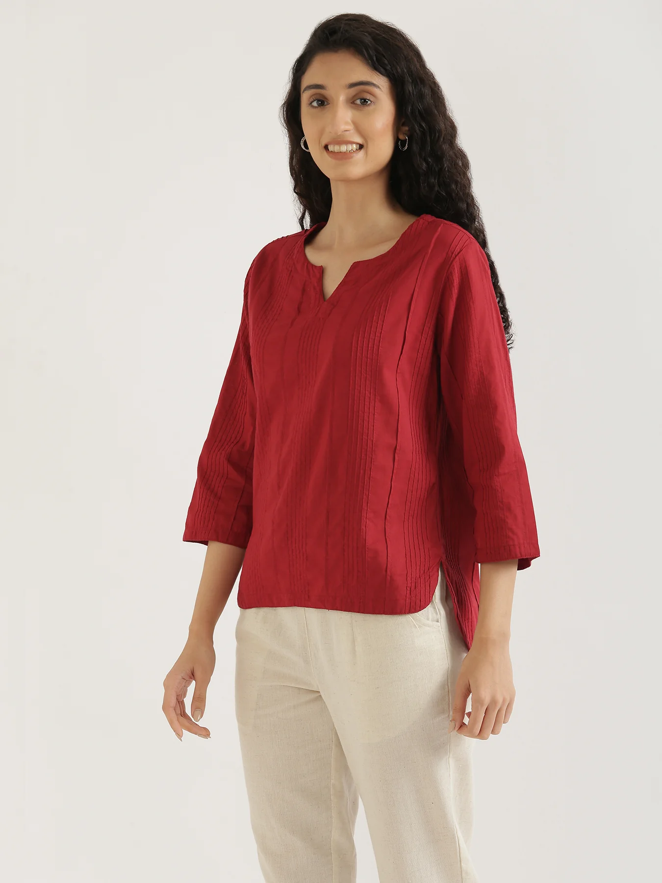 Women Raspberry Everyday Cotton Top - Image 3