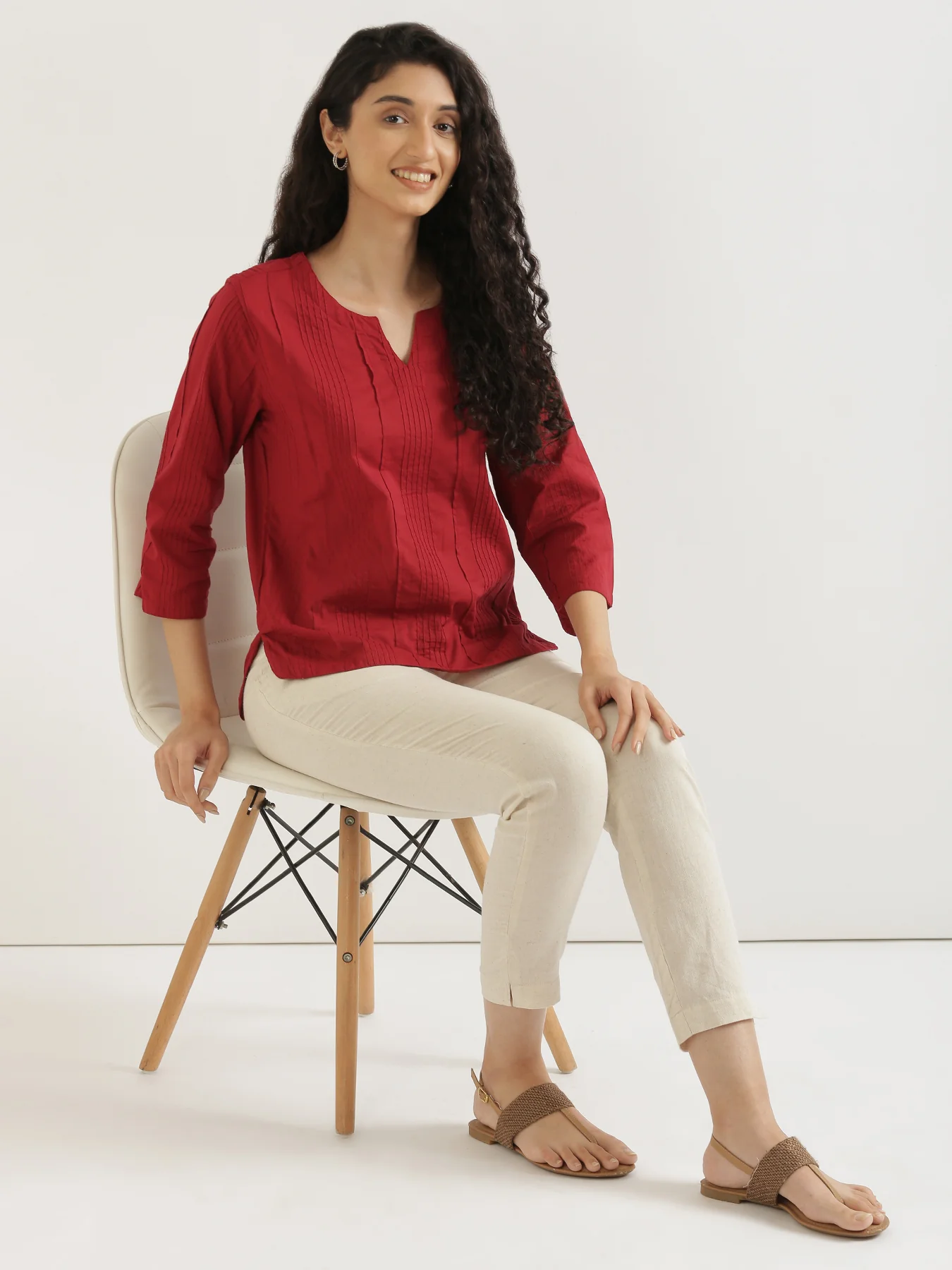 Women Raspberry Everyday Cotton Top - Image 6