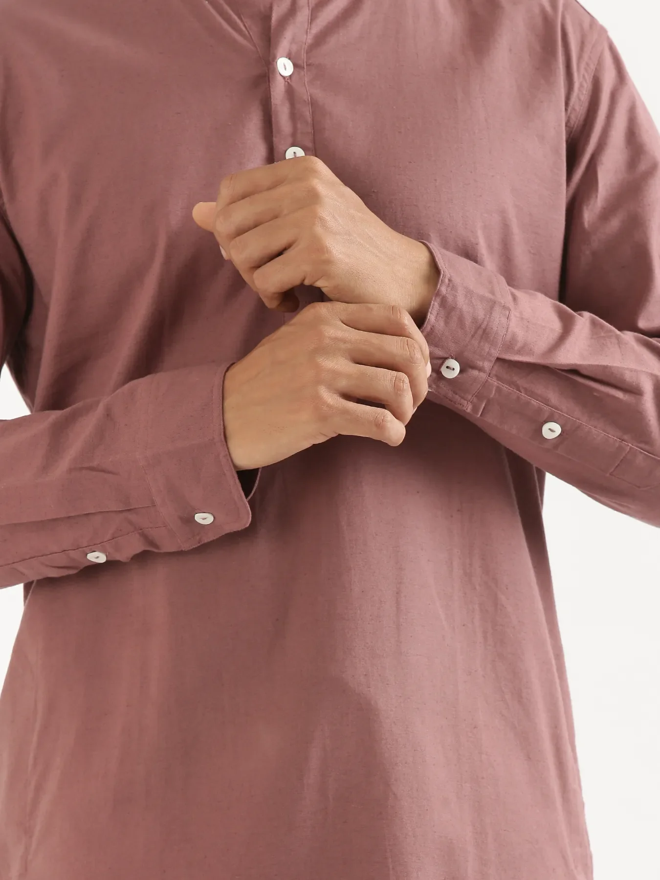 Men Rose Taupe Airy Linen Long Kurta - Image 11