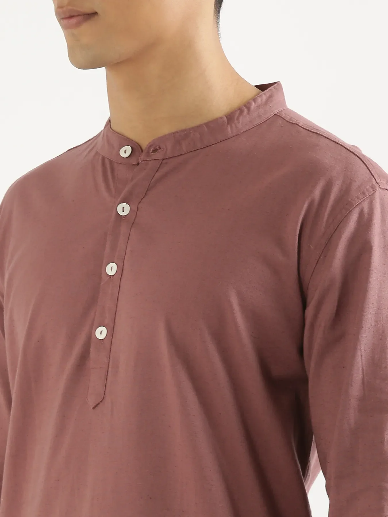 Men Rose Taupe Airy Linen Long Kurta - Image 7