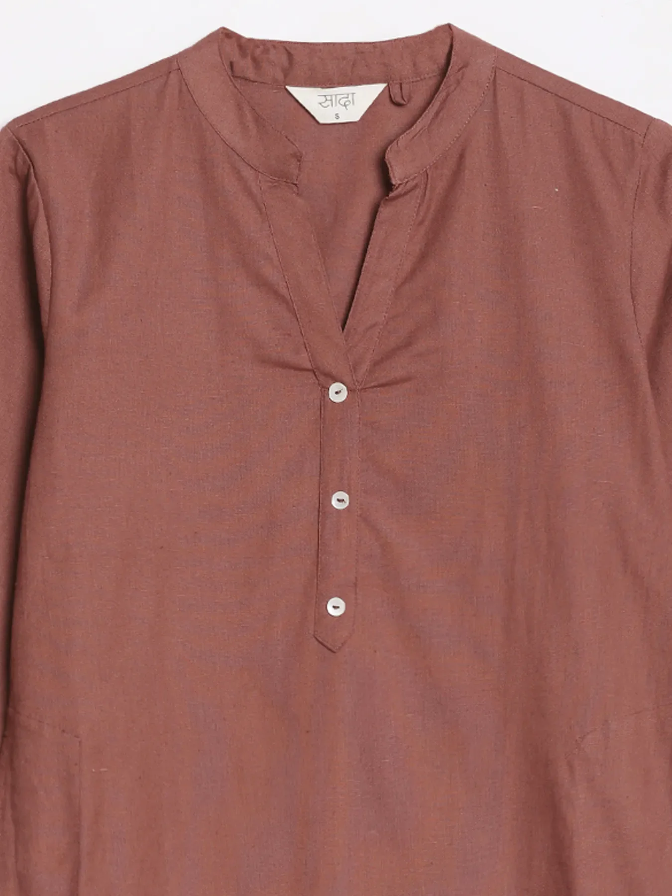 Women Rose Taupe Airy Linen Long Kurta - Image 14