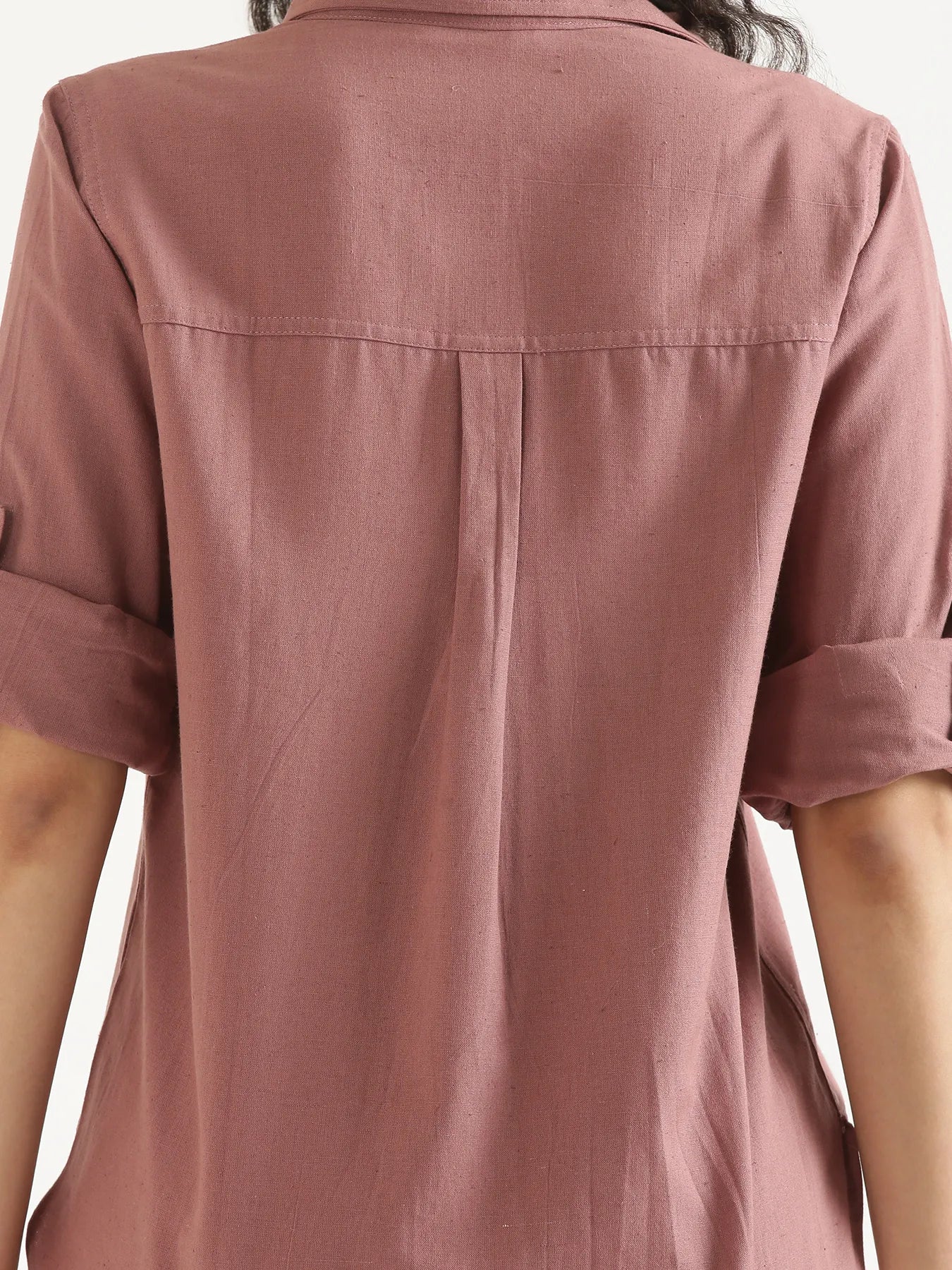 Women Rose Taupe Airy-Linen Shirt - Image 12