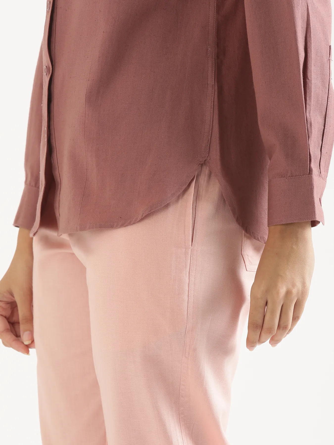 Women Rose Taupe Airy-Linen Shirt - Image 13