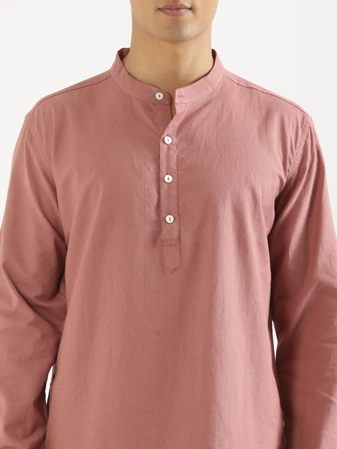 Men Rose Taupe Airy Linen Short Kurta - Image 4
