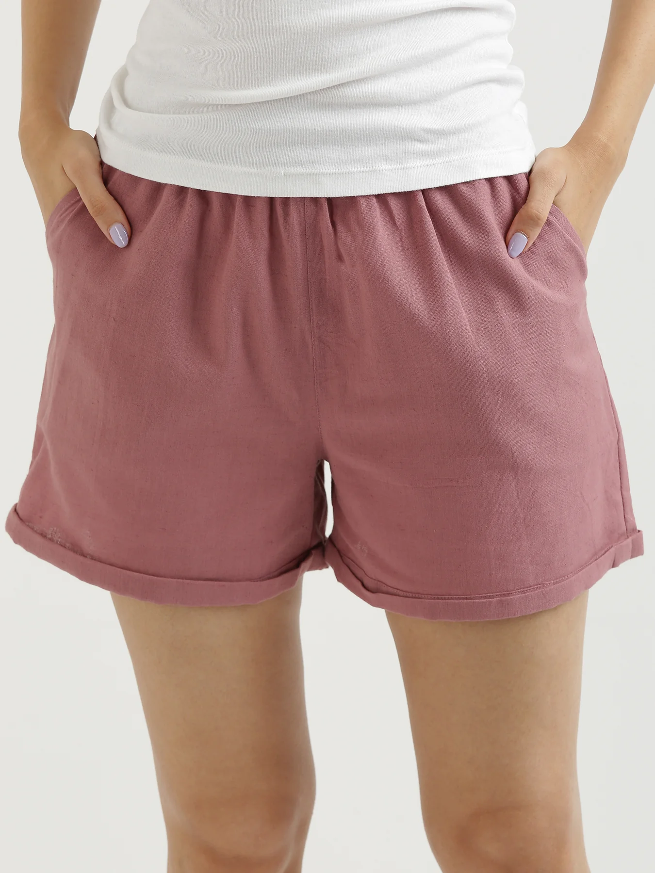 Rose Taupe Airy-Linen Shorts - Image 8