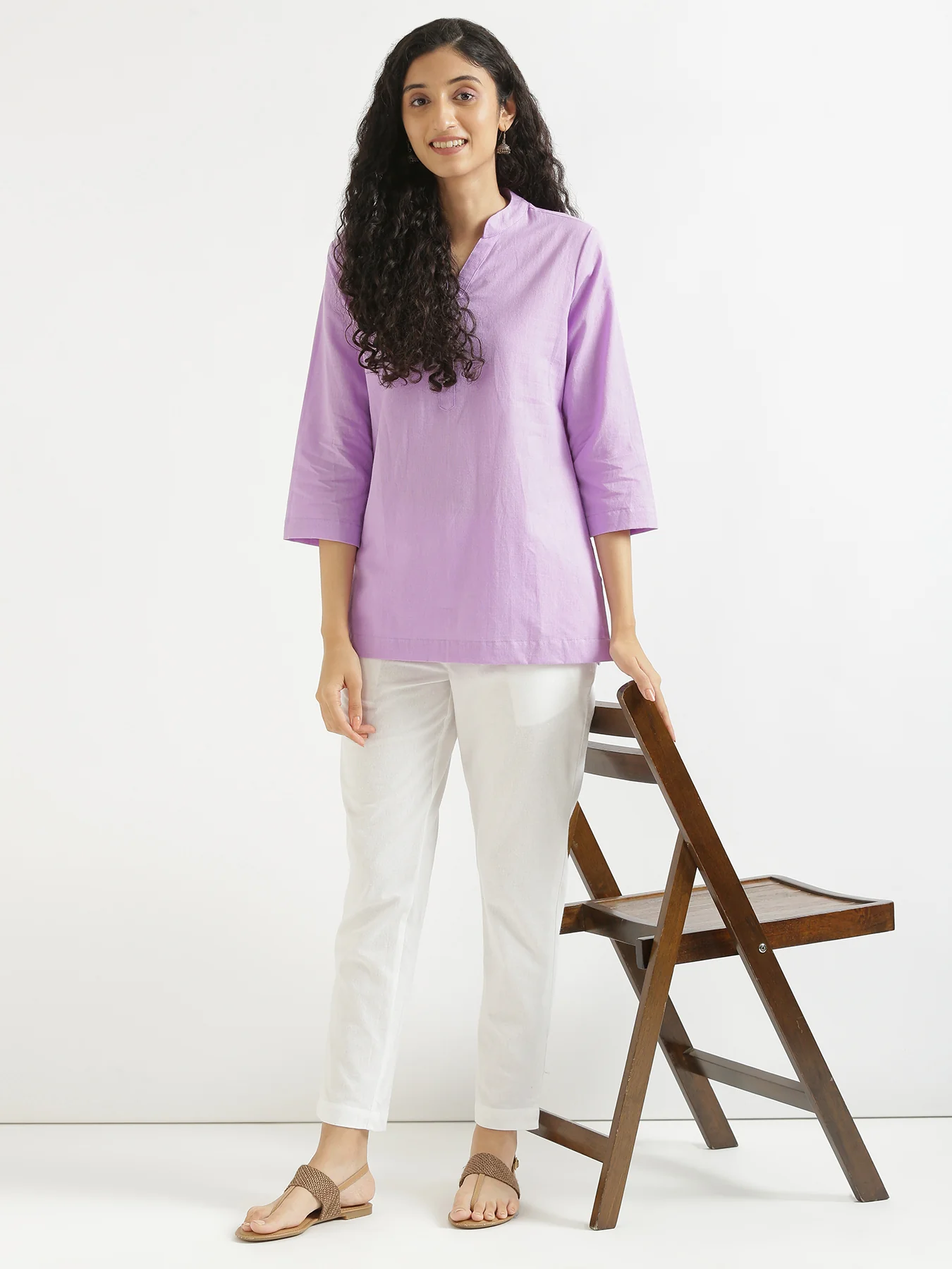 Women Rose Taupe & Lilac Short Kurta - Image 16
