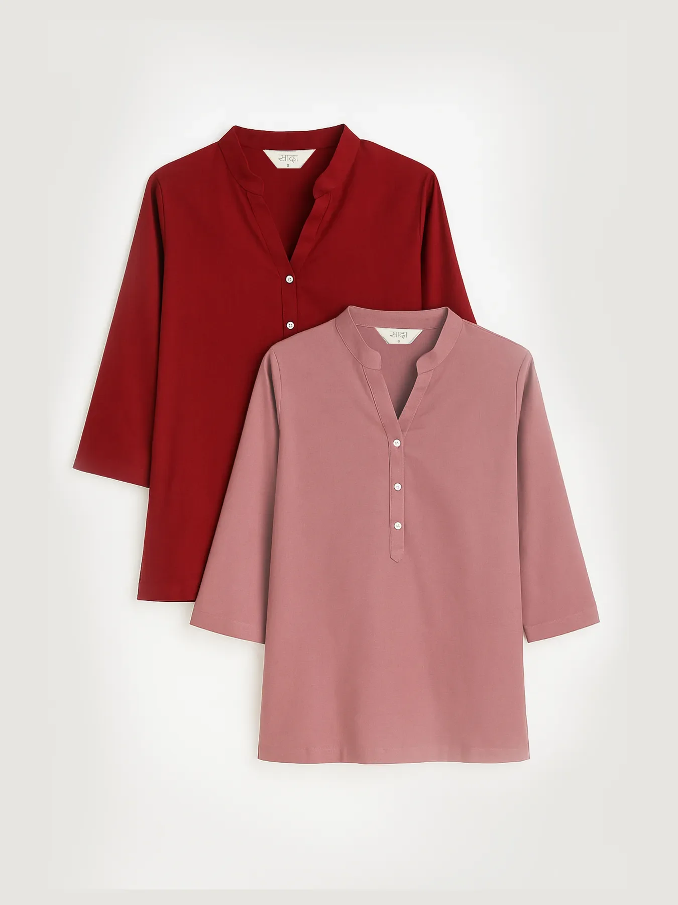 Women Rose Taupe & Maroon Short Kurta