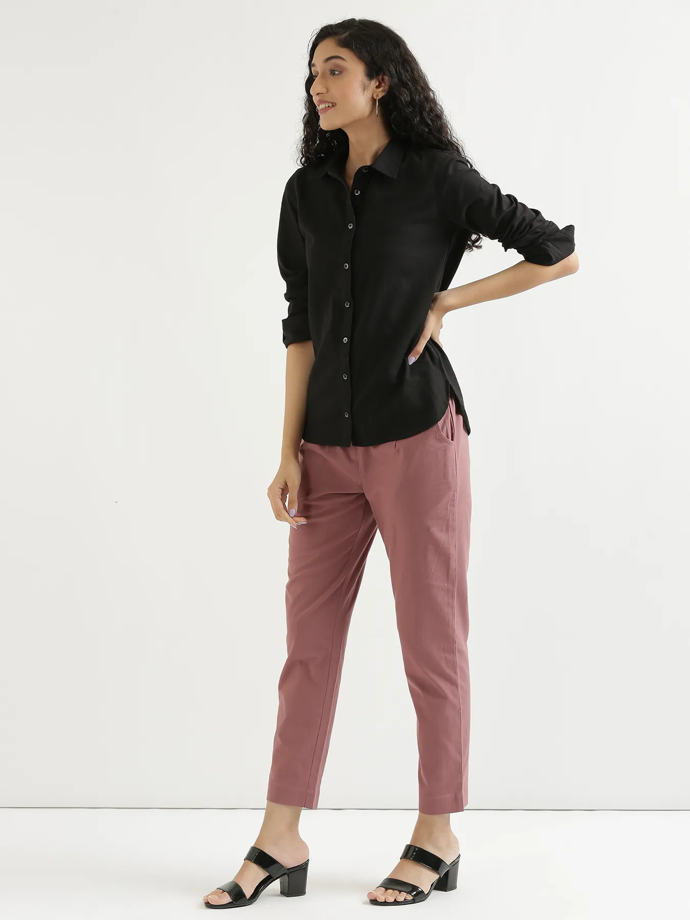 Women Rose Taupe Cotton Pant - Image 11