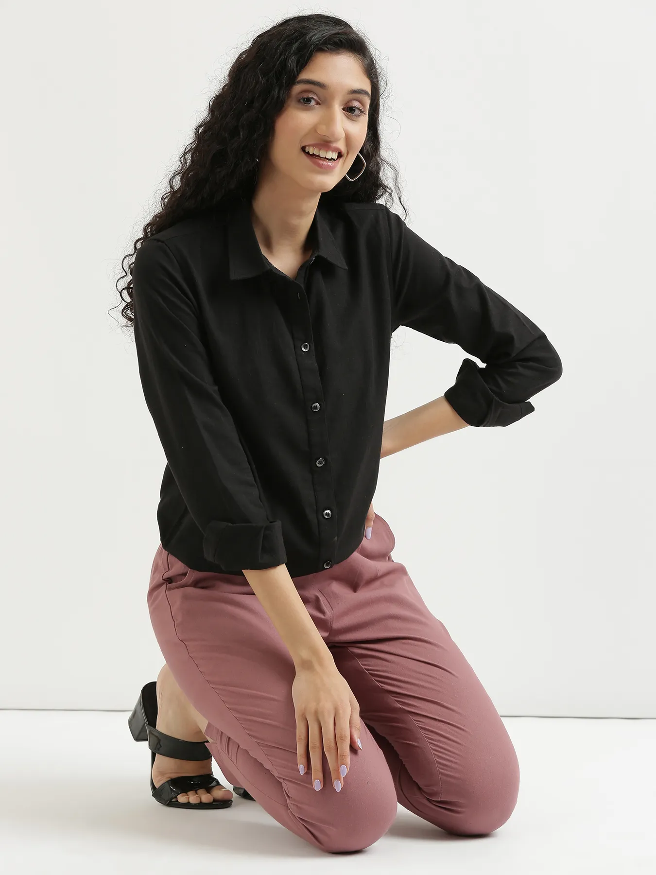 Women Rose Taupe Cotton Pant - Image 12