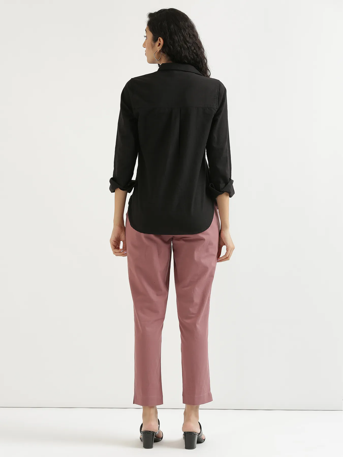 Women Rose Taupe Cotton Pant - Image 13