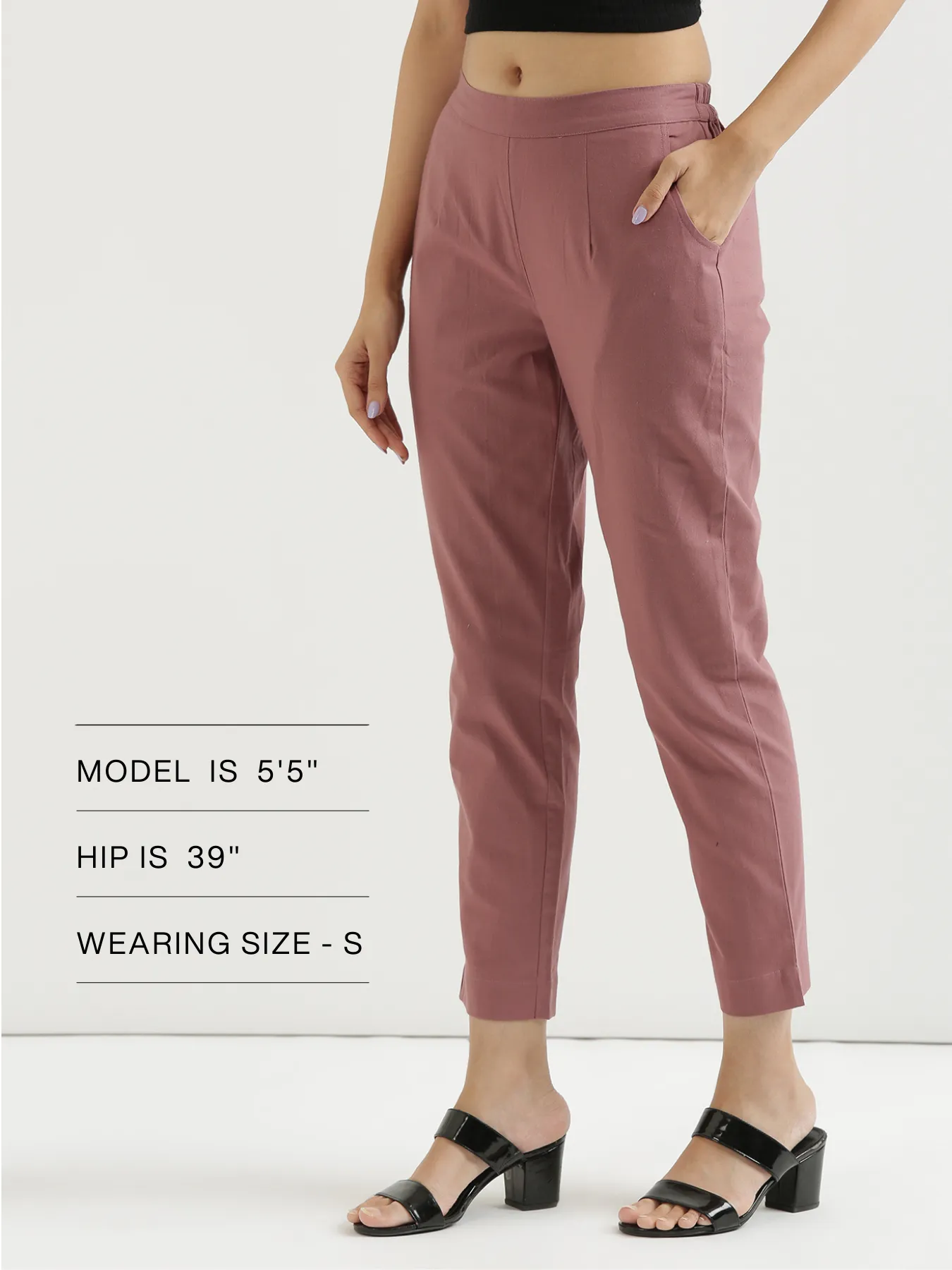 Women Rose Taupe Cotton Pant - Image 14
