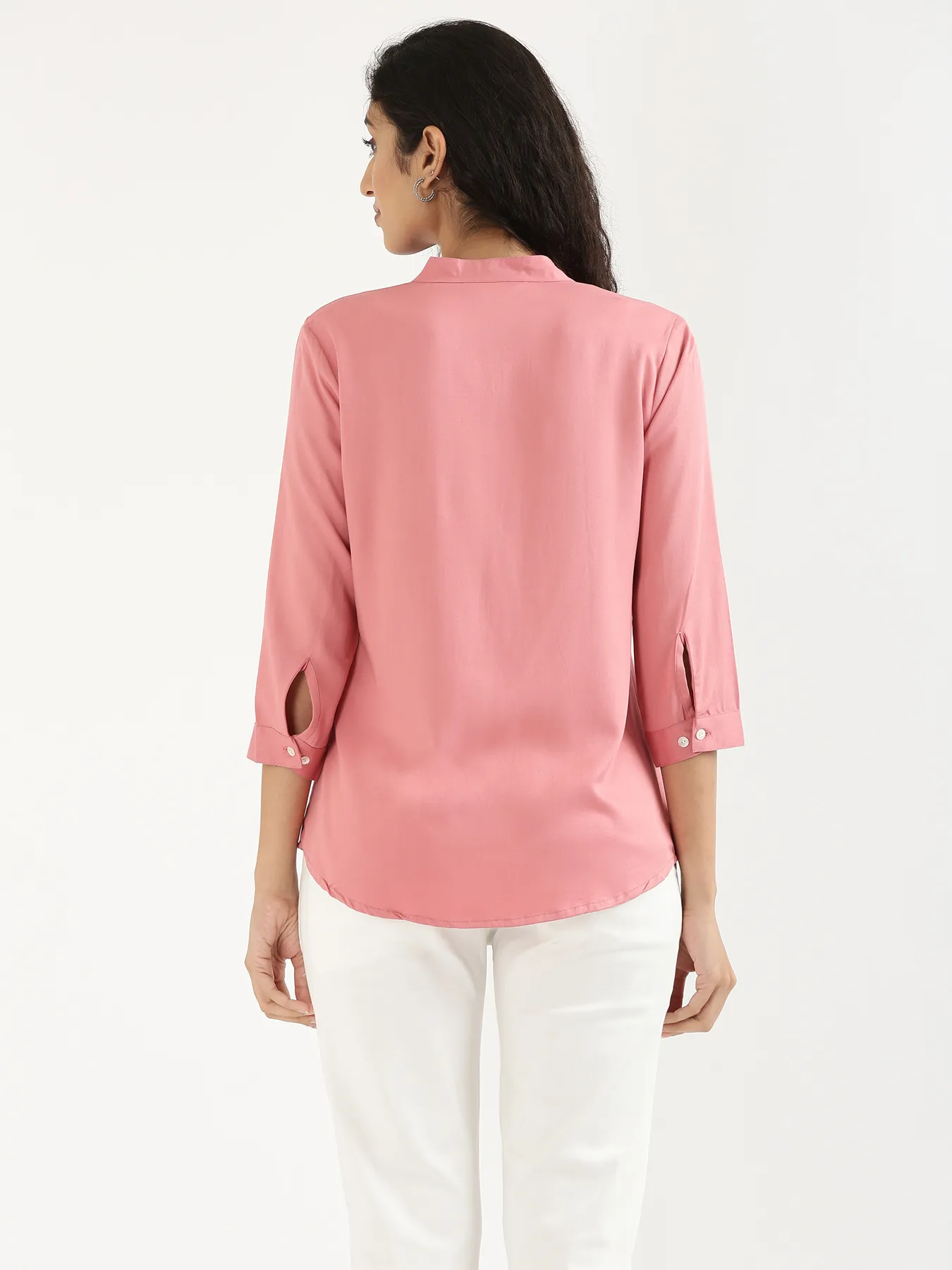 Women Rose Viscose Pleated Top - Image 9