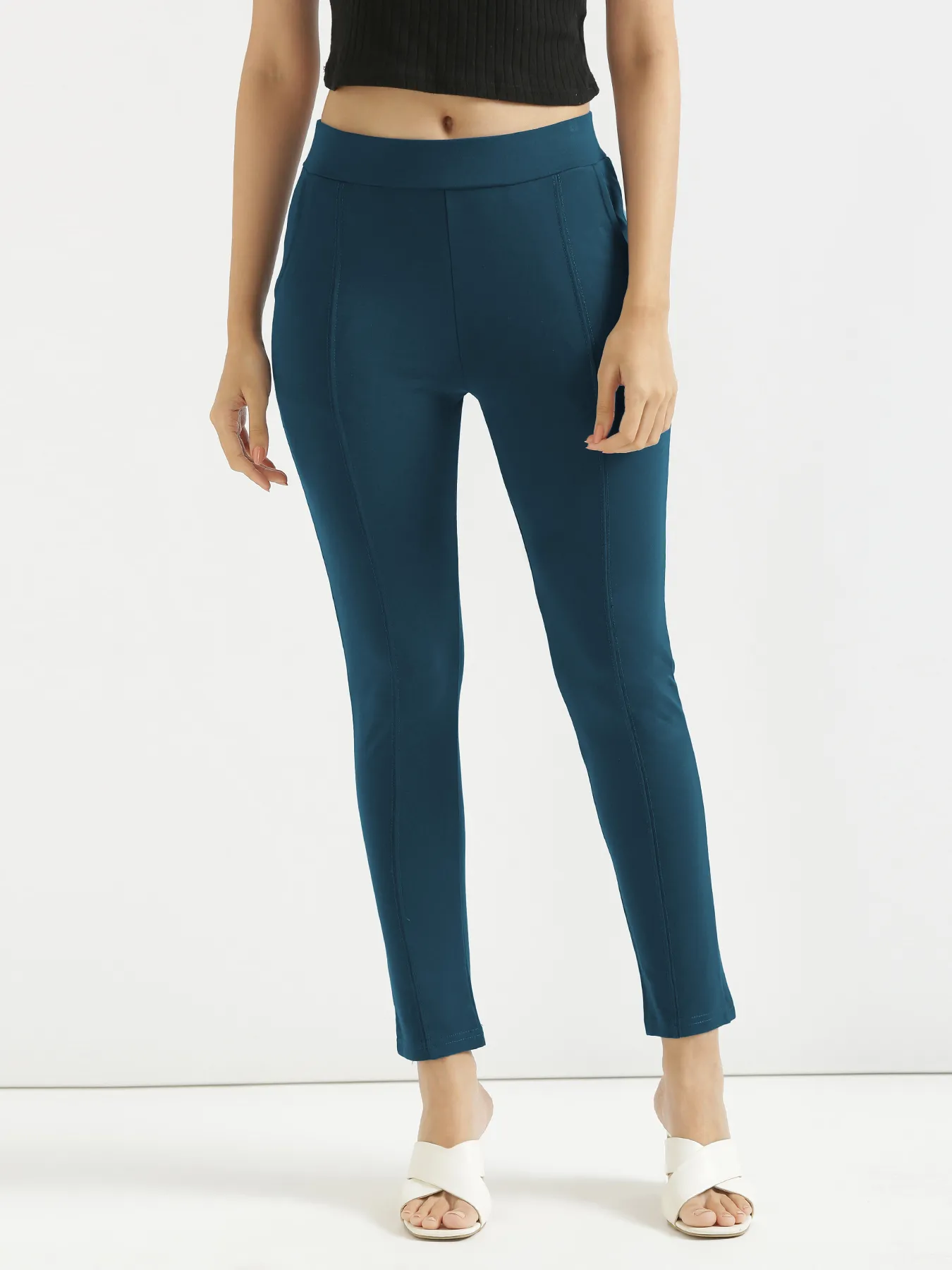 Women Royal Blue 4-Way Stretchable Pants