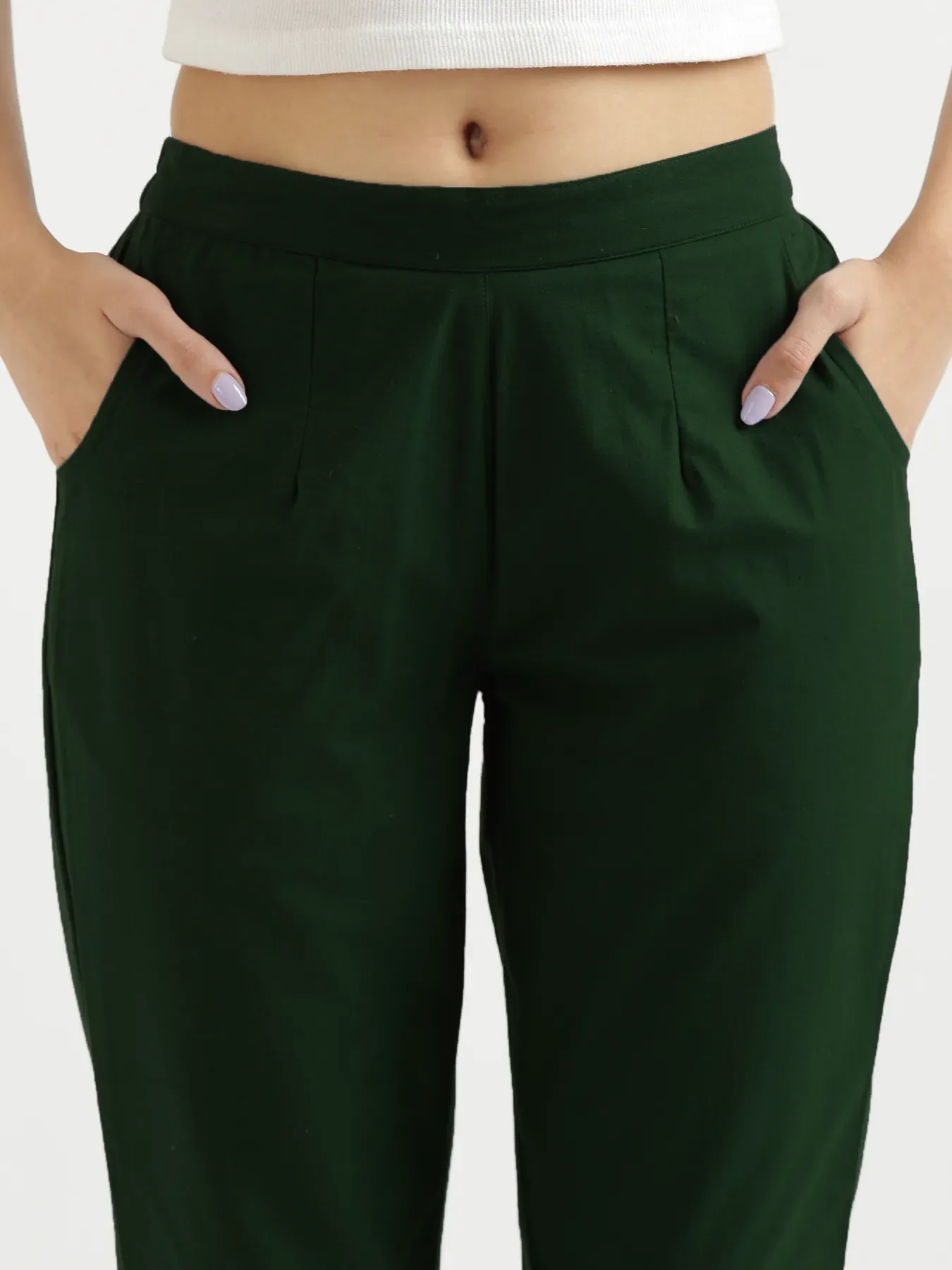 Women Sage Green Cotton Pant - Image 7