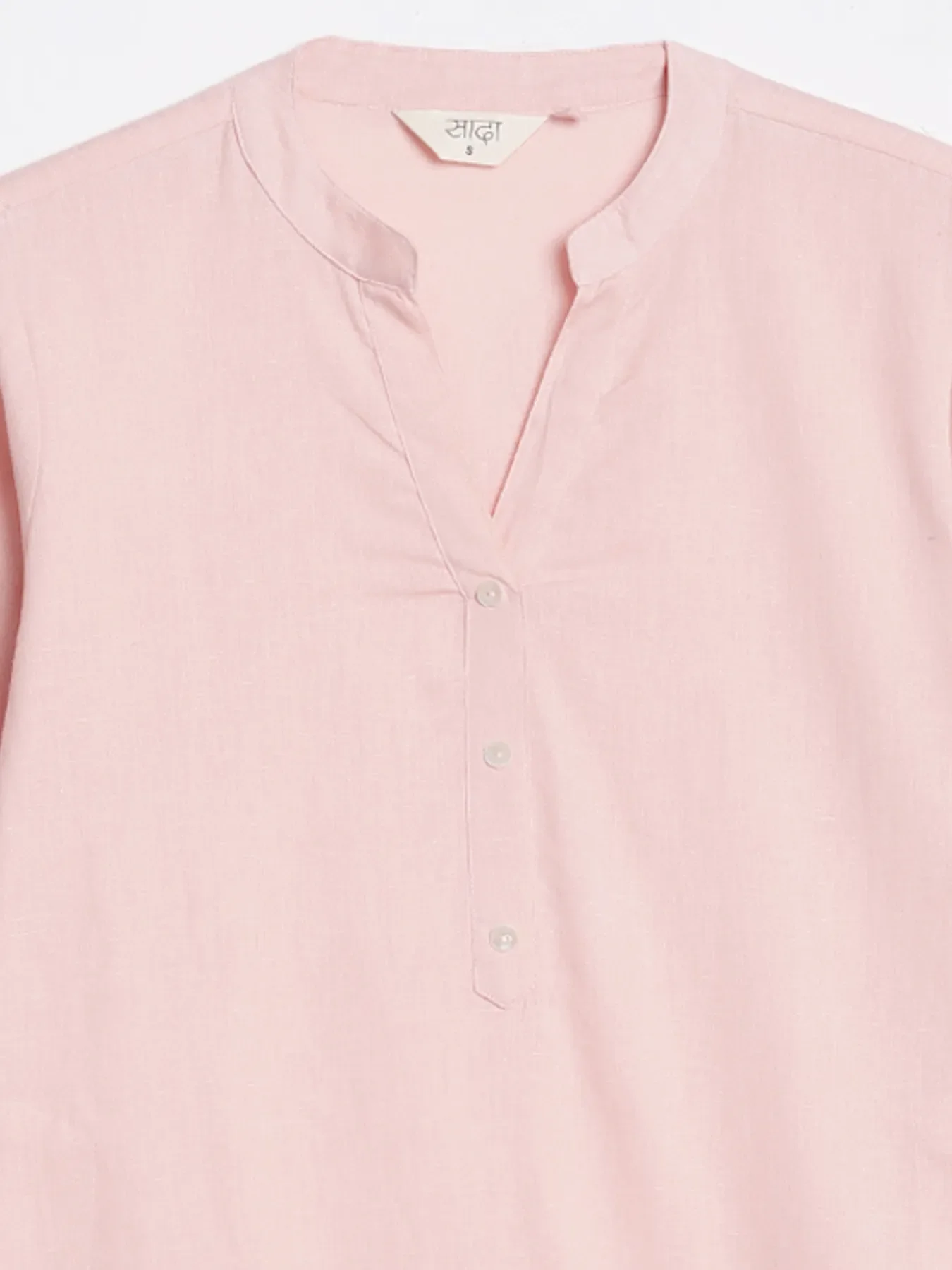 Women Salmon Pink Airy Linen Long Kurta - Image 14