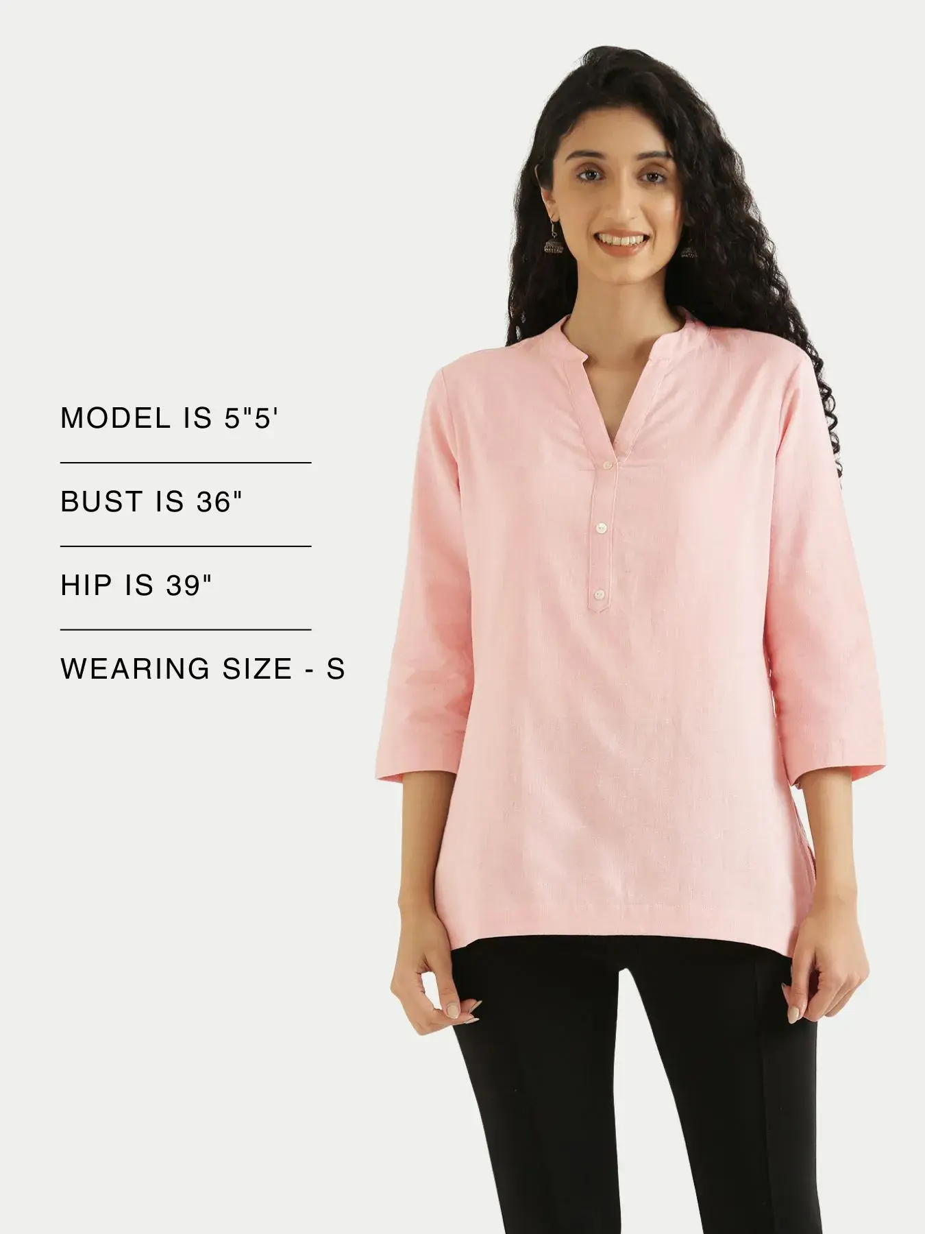 Women Salmon Pink Airy Linen Short Kurta - Image 14