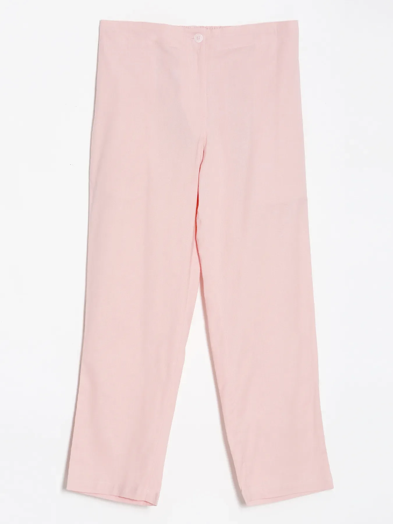Women Salmon Pink Airy Linen Straight Pants - Image 11