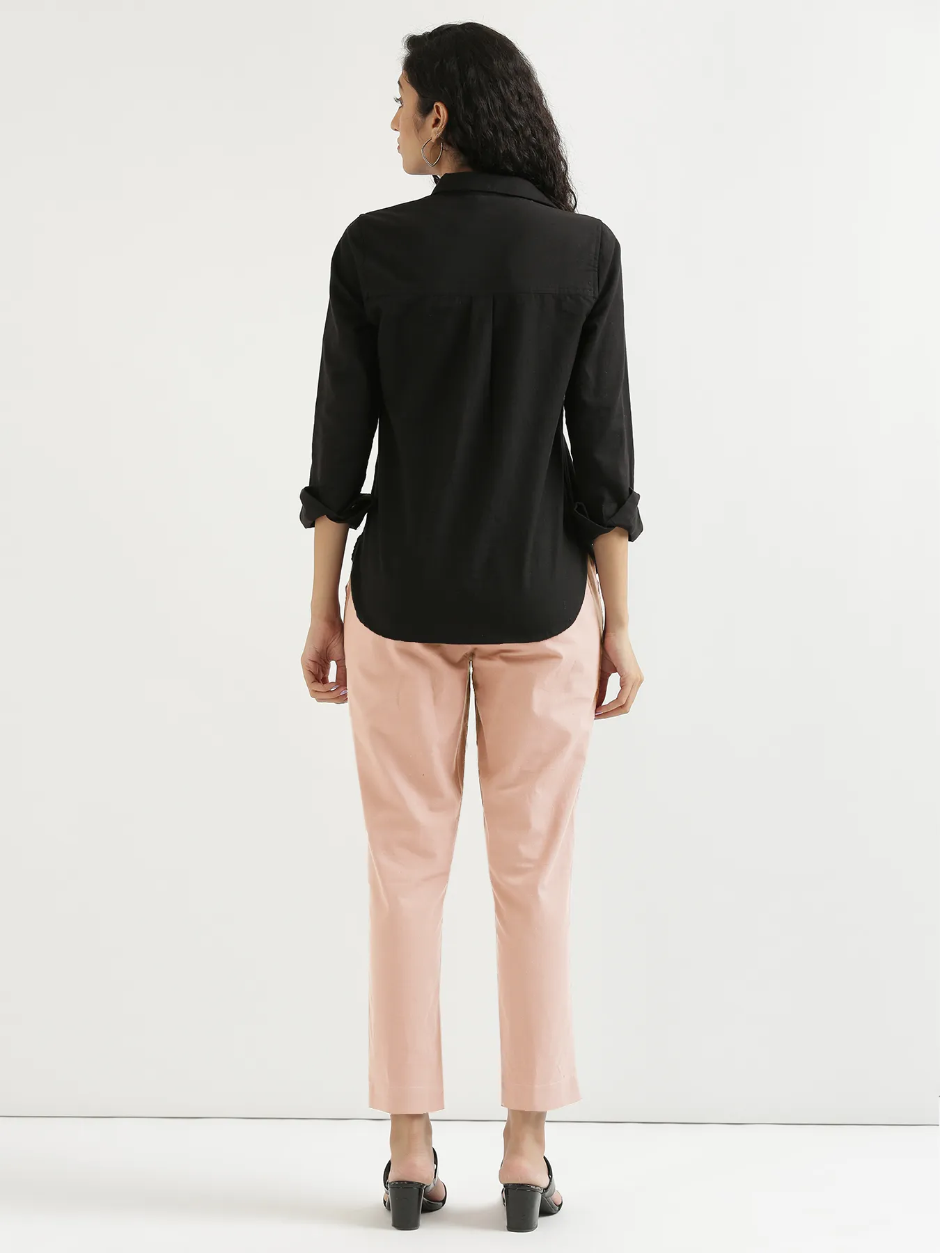 Women Salmon Pink Cotton Pant - Image 12