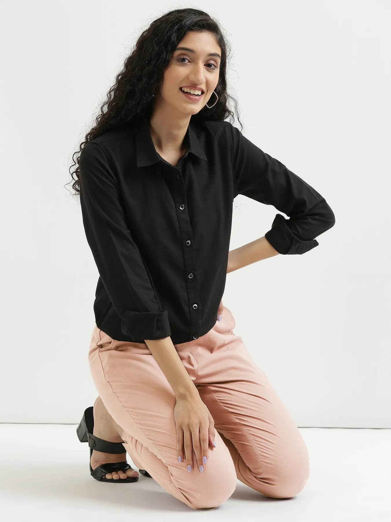 Women Salmon Pink Cotton Pant - Image 13