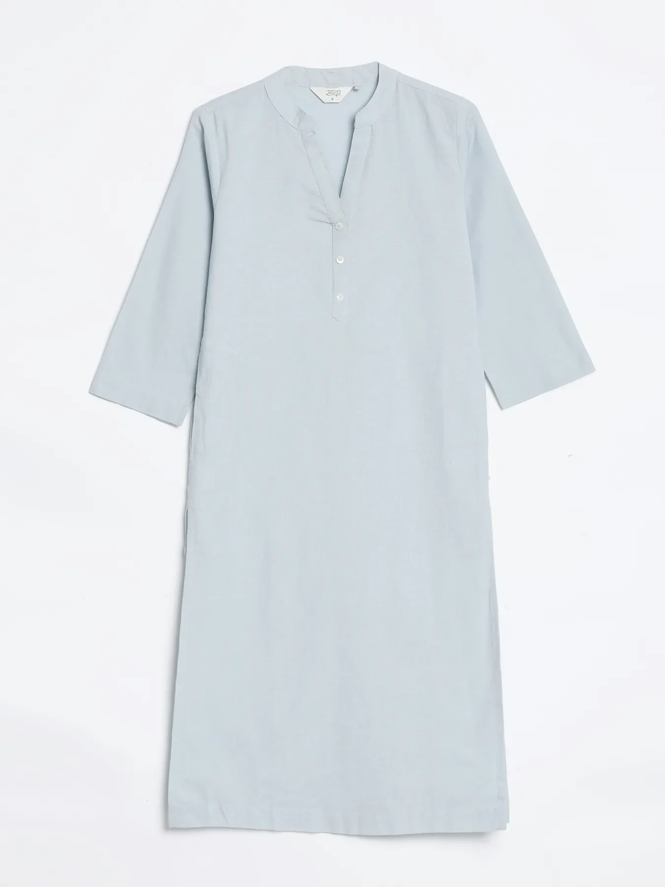 Women Sky Blue Airy Linen Long Kurta - Image 14