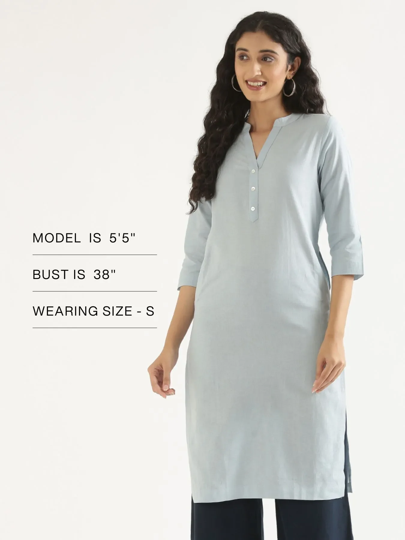 Women Sky Blue Airy Linen Long Kurta - Image 16