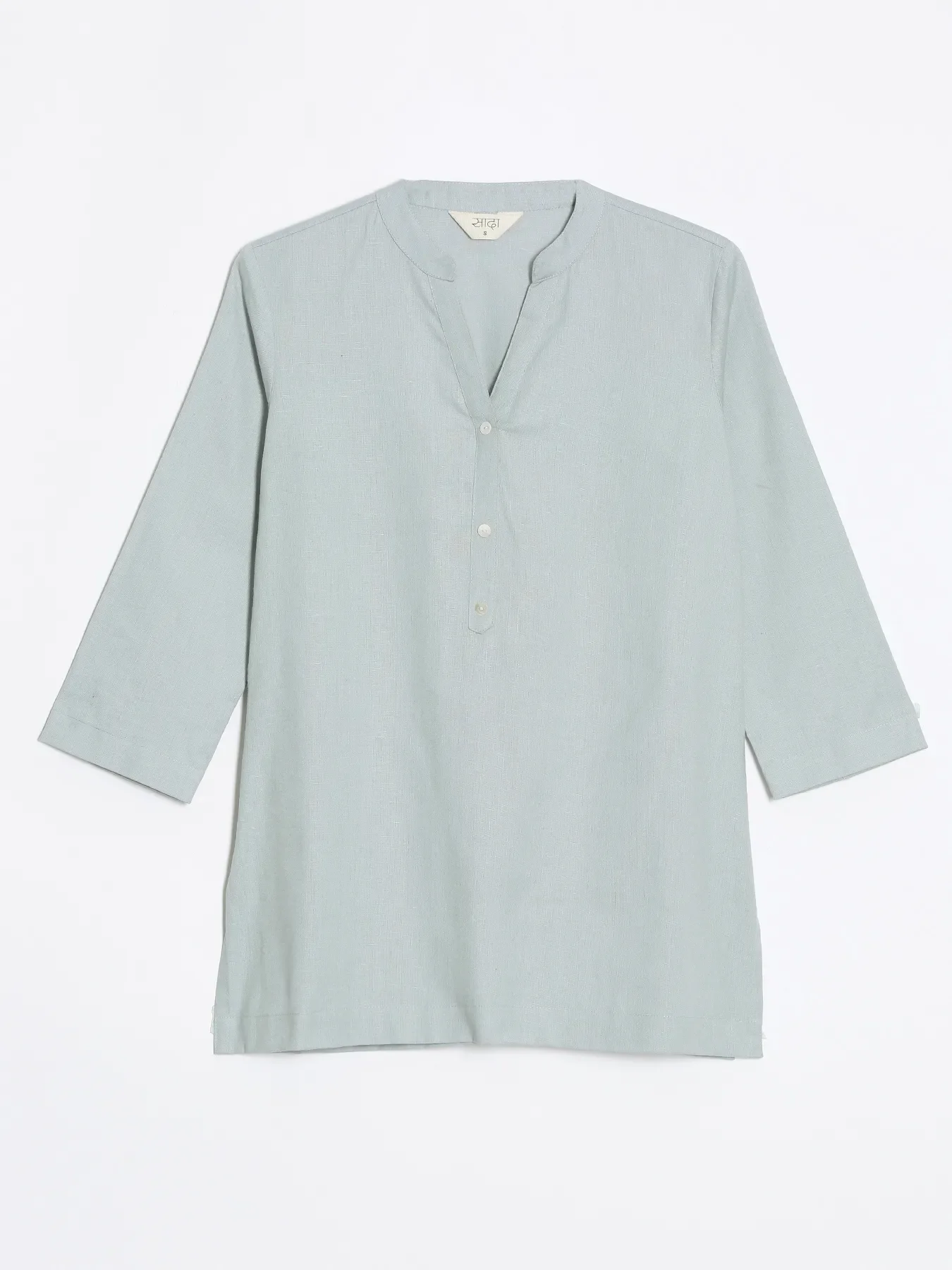 Women Sky Blue Airy Linen Short Kurta - Image 13