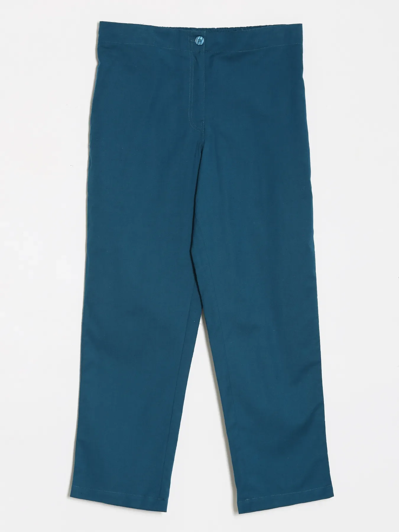 Women Turquoise Airy Linen Straight Pants - Image 14
