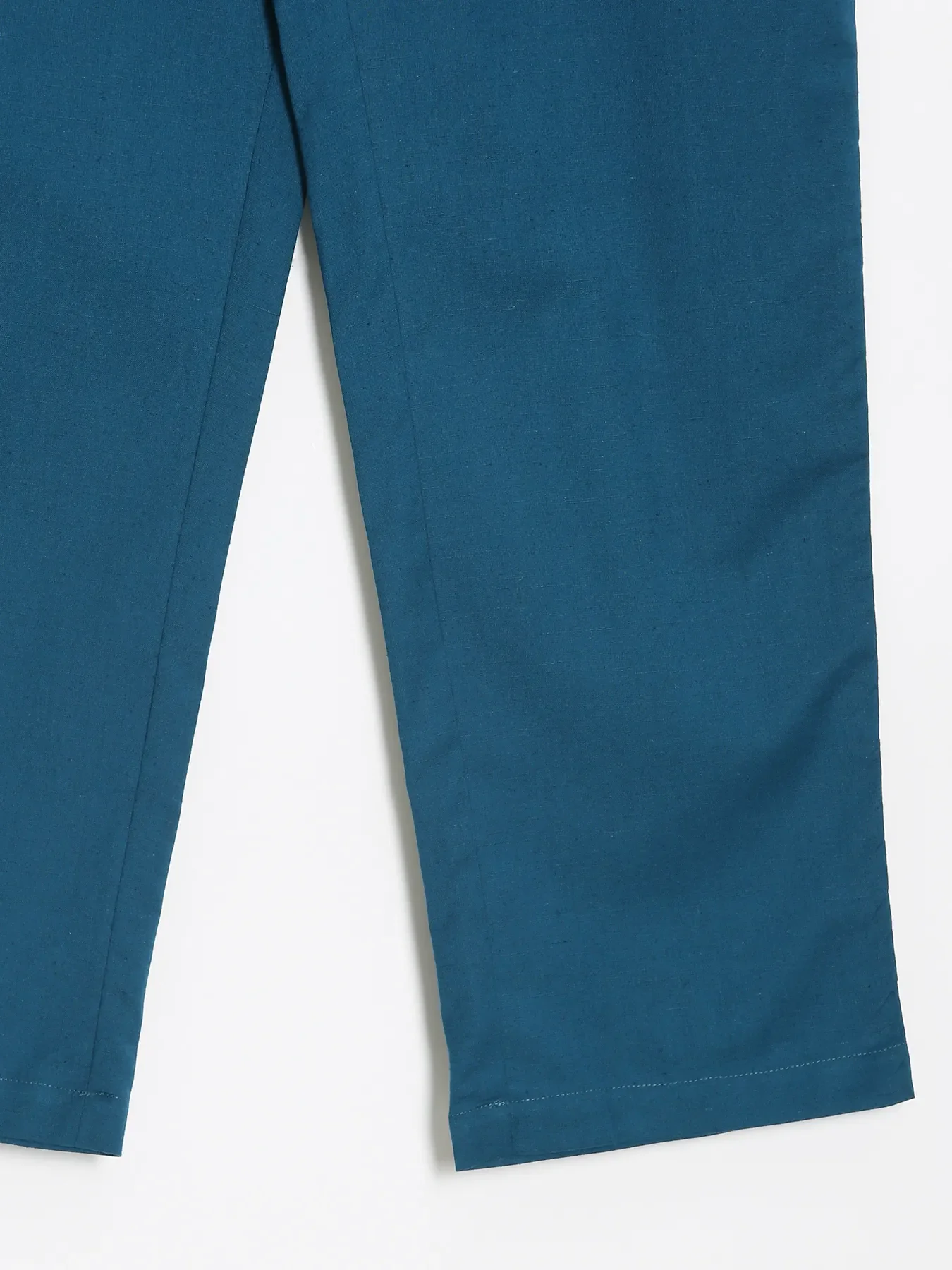 Women Turquoise Airy Linen Straight Pants - Image 15